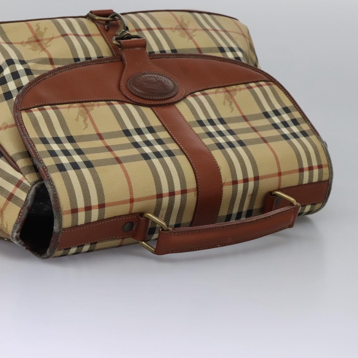 Burberrys Nova Check Boston Bag PVC 2way Beige Auth MX139 | eBay