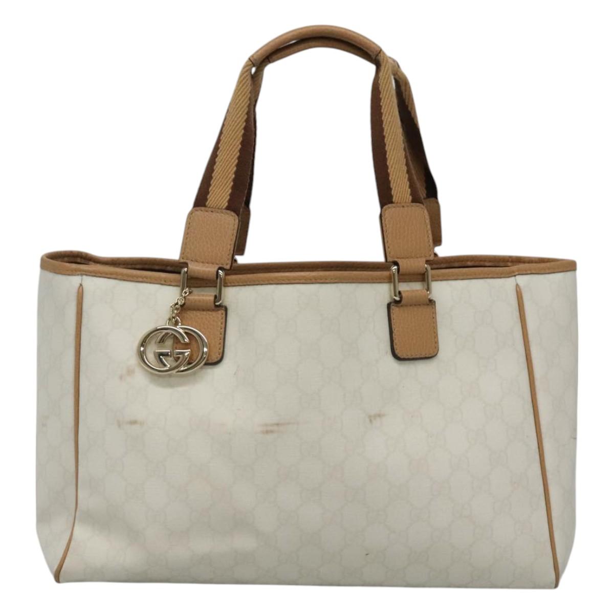 GUCCI トートバッグ ホワイト/ブラック グッチ 鞄 キャンバス