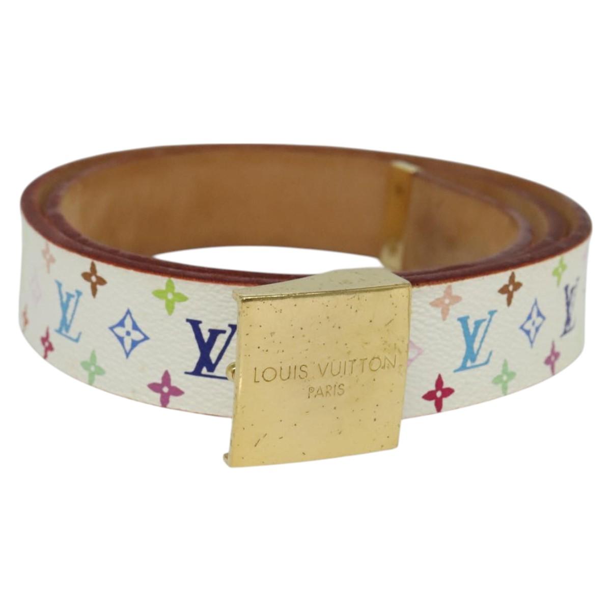 LOUIS VUITTON Monogram Multicolor Ceinture Carre Belt White  display picture 3
