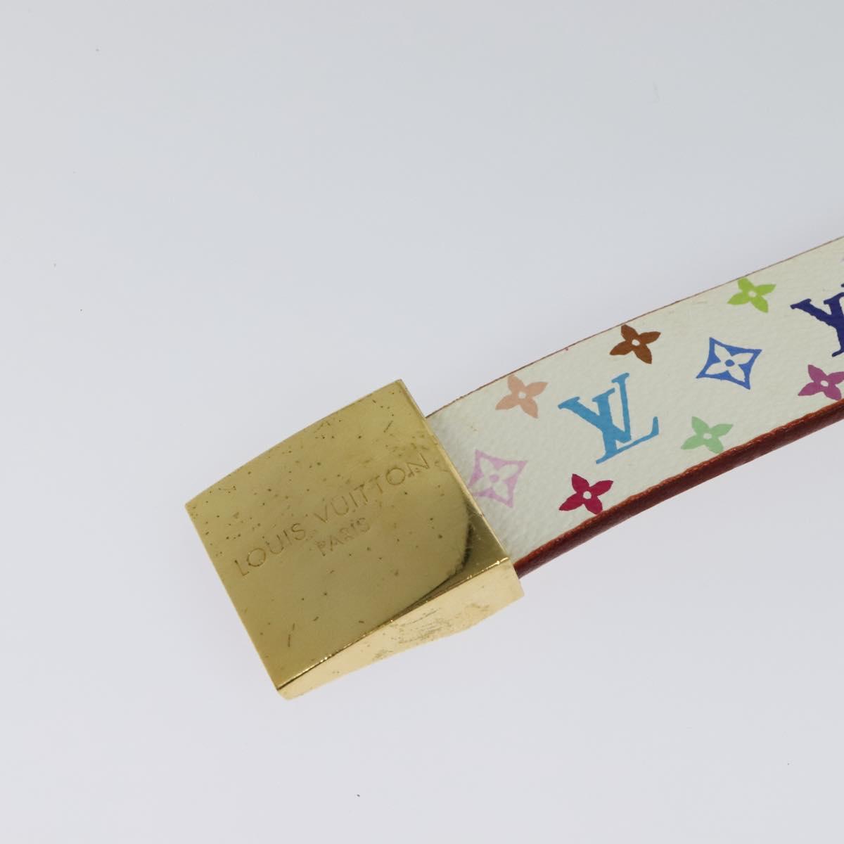 LOUIS VUITTON Monogram Multicolor Ceinture Carre Belt White  display picture 2