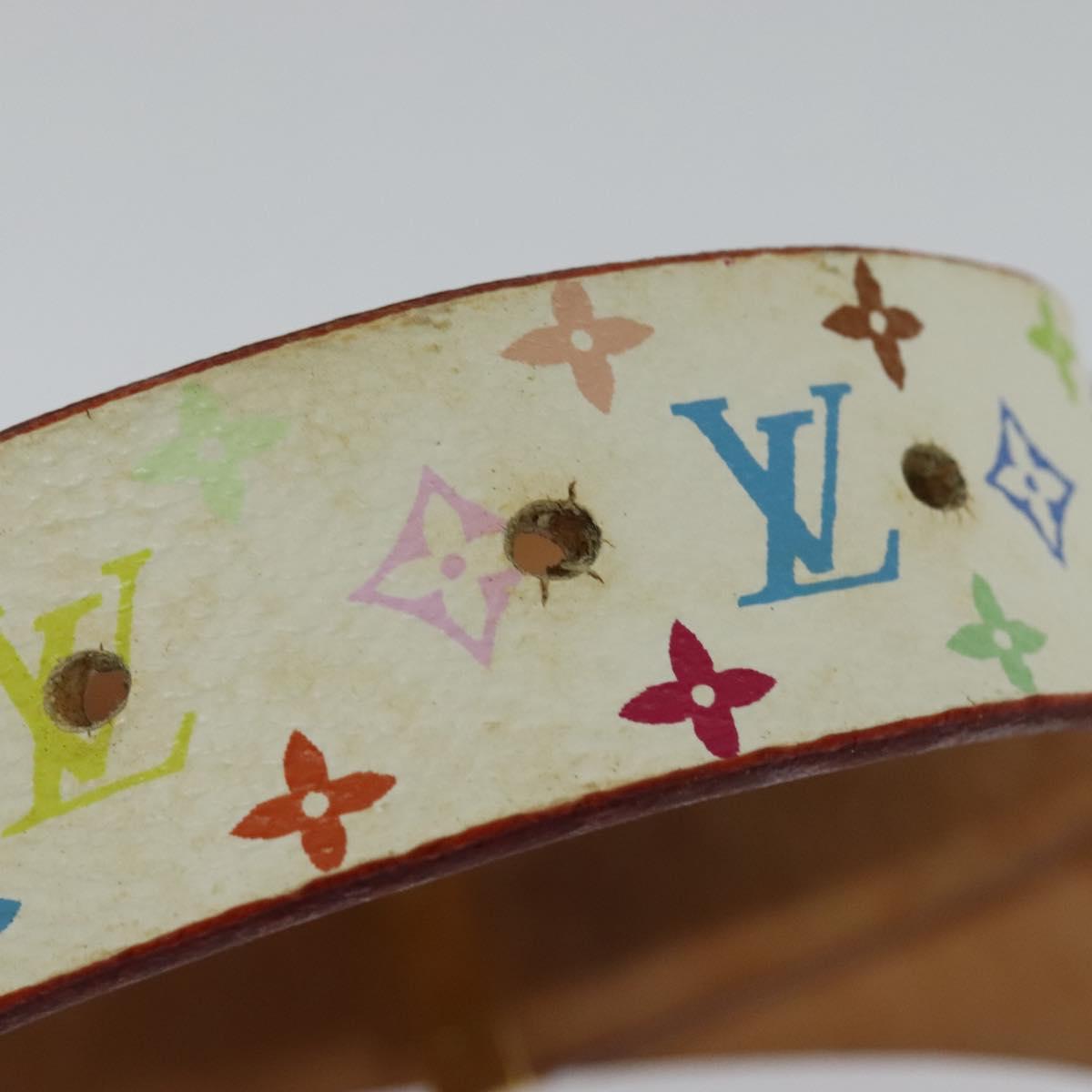 LOUIS VUITTON Monogram Multicolor Ceinture Carre Belt White  display picture 1
