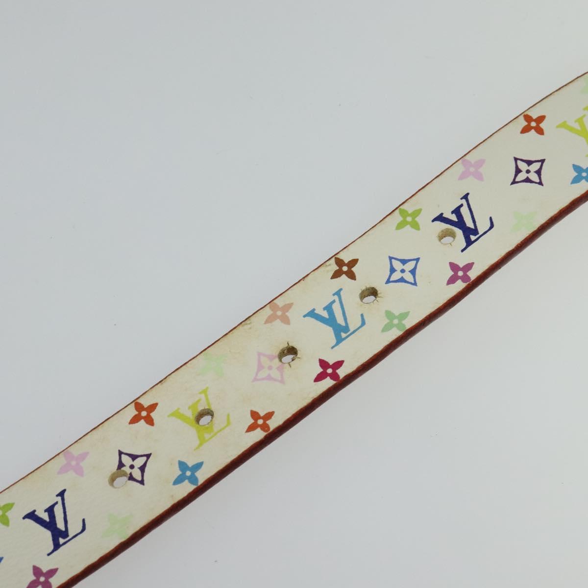 LOUIS VUITTON Monogram Multicolor Ceinture Carre Belt White  display picture 3