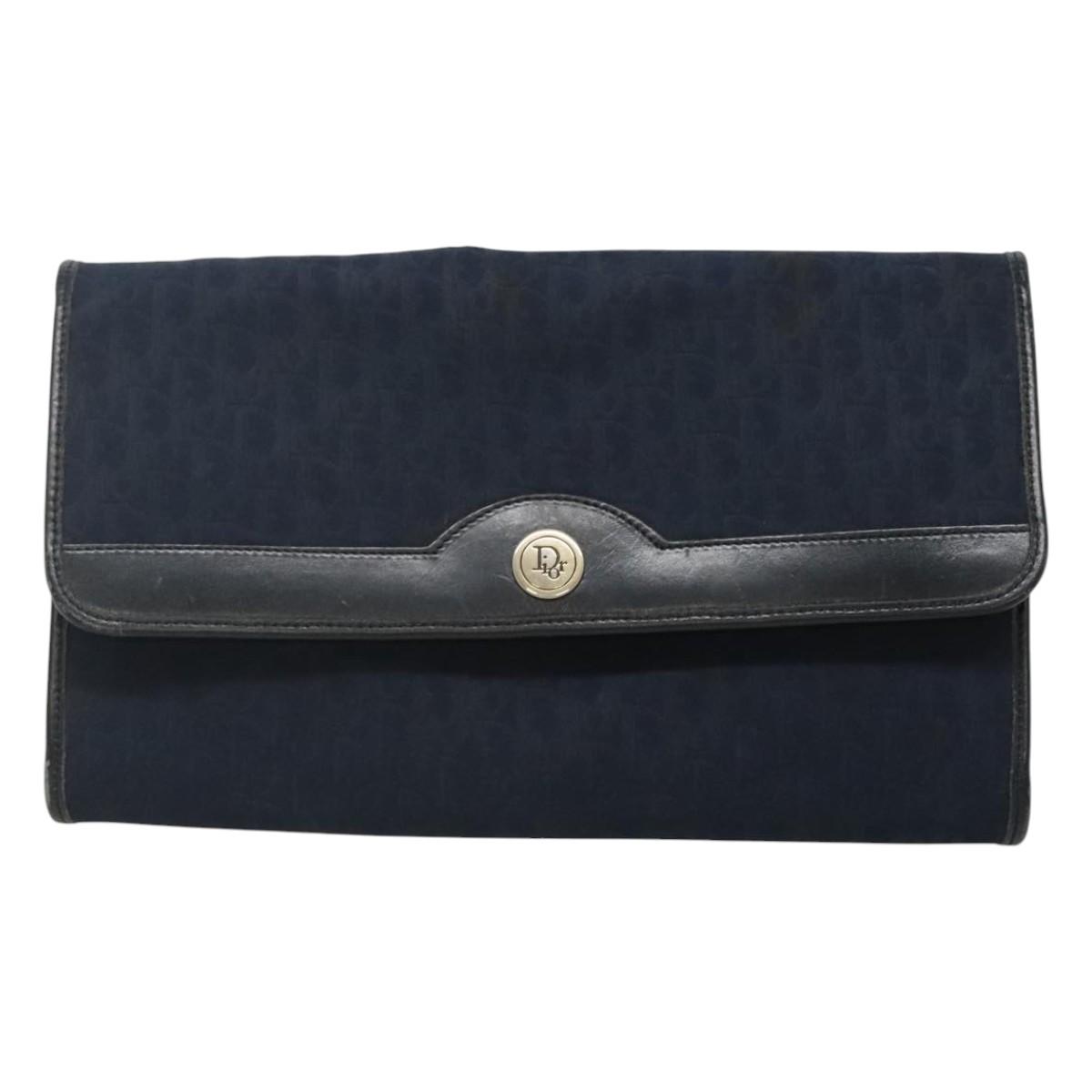 Christian Dior Trotter Canvas Chain Shoulder Bag Navy Auth
