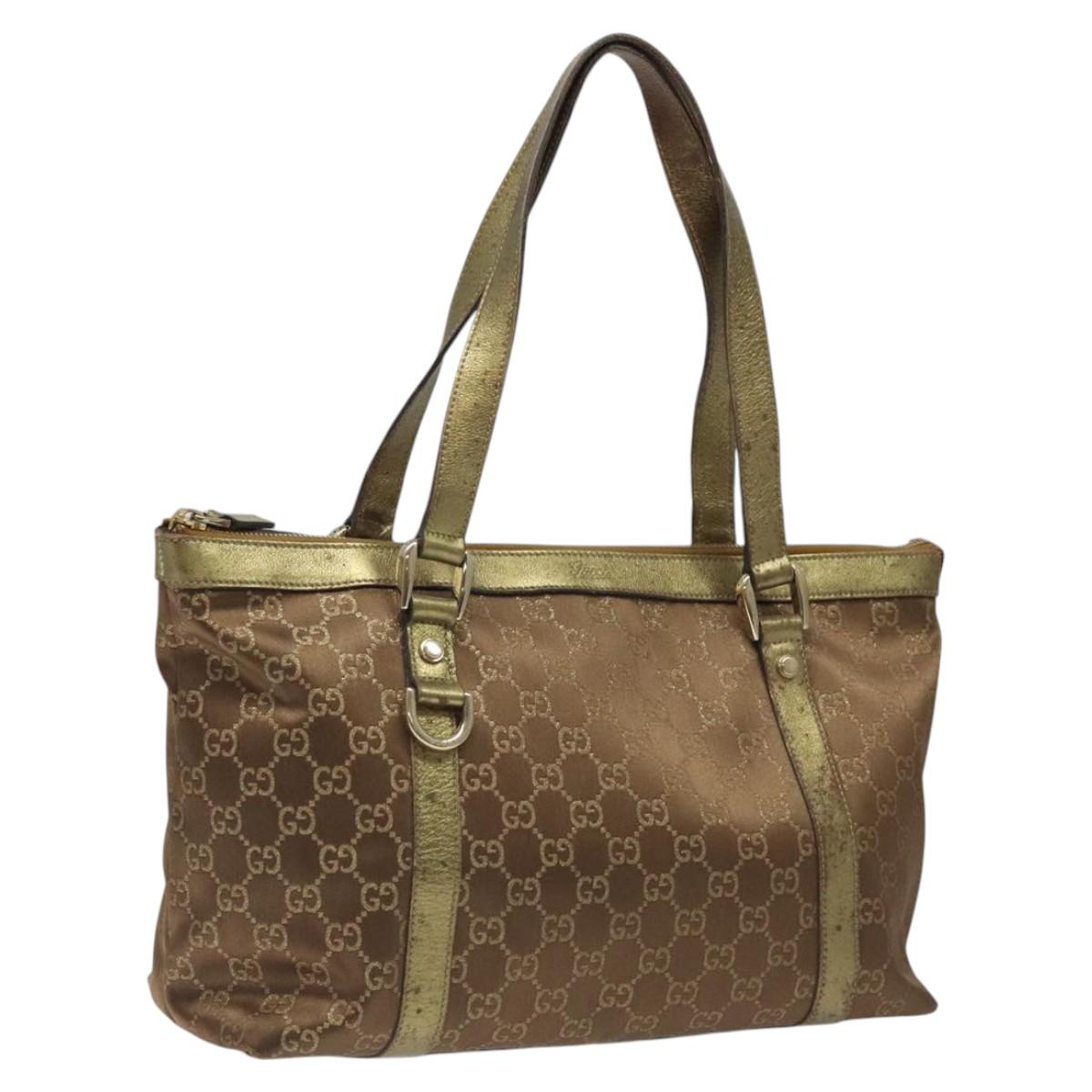 GUCCI GG Canvas Tote Bag Brown Gold 141470 Auth MY406 | eBay