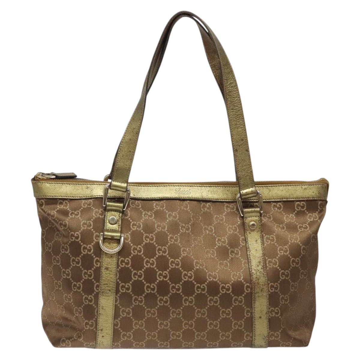 GUCCI GG Canvas Tote Bag Brown Gold 141470 Auth MY406 | eBay