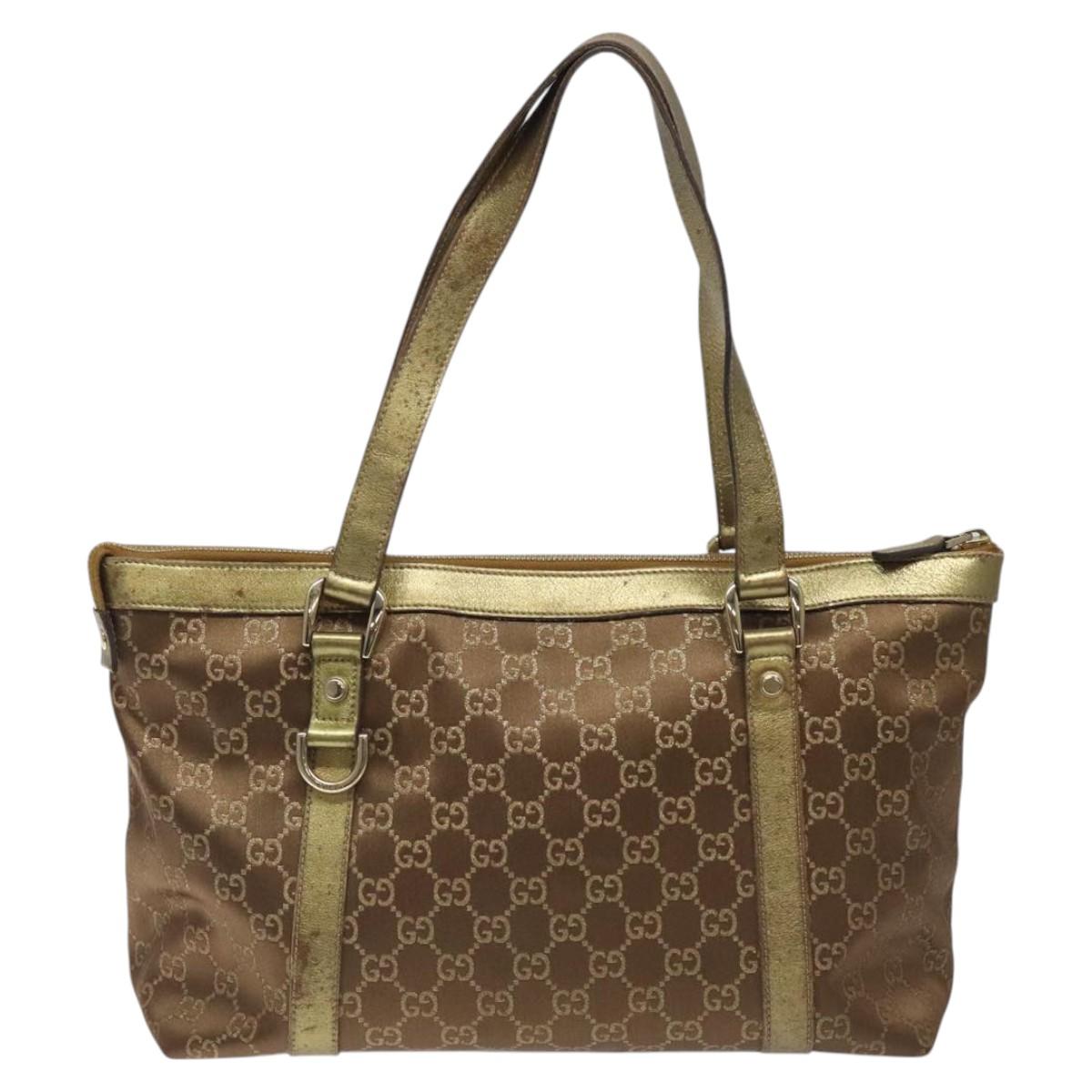 GUCCI GG Canvas Tote Bag Brown Gold 141470 Auth MY406 | eBay