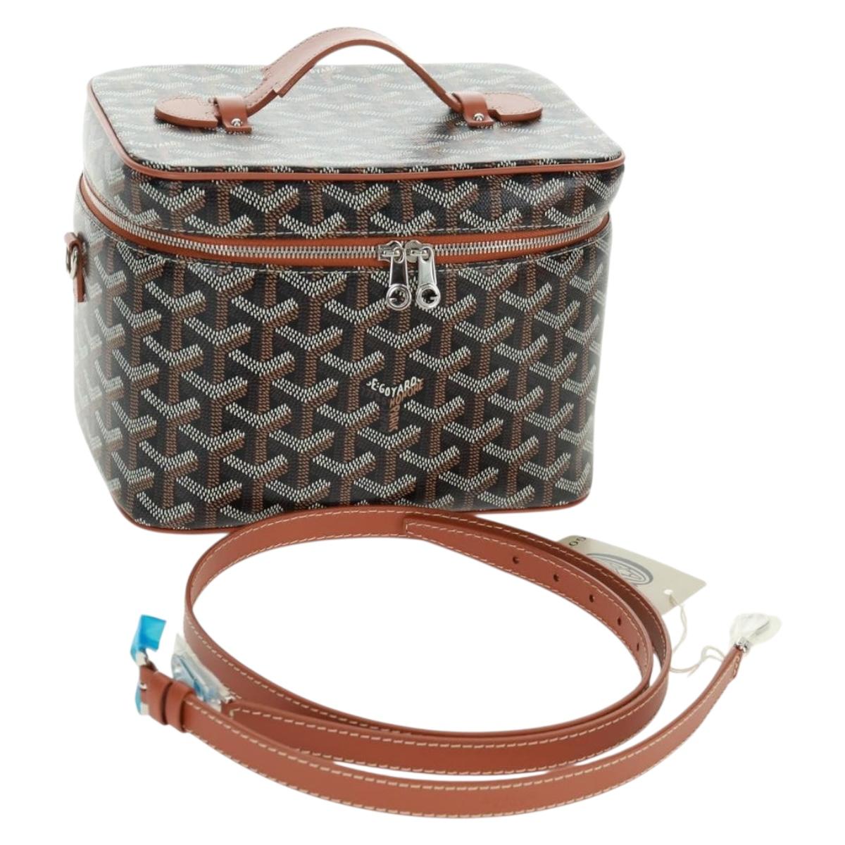 GOYARD Herringbone Vanity Muse PM Bag PVC Leather 2way Brown Auth