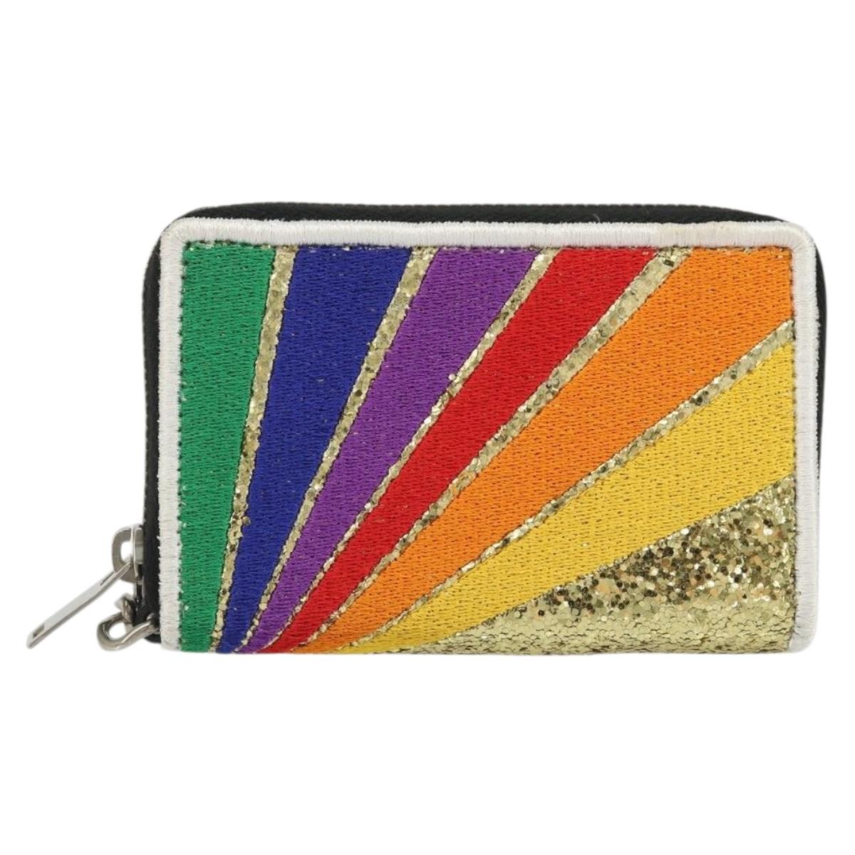 SAINT LAURENT Coin Purse Canvas Multicolor Silver Auth YKZ1018A | eBay