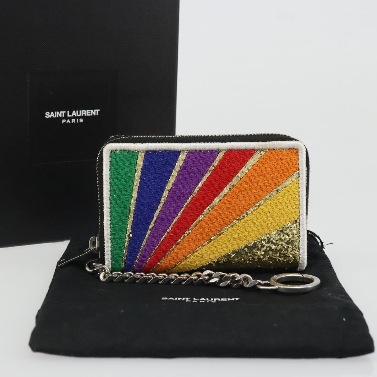SAINT LAURENT 財布 SAINT LAURENT Coin Purse Canvas Multicolor Silver Auth YKZ1018A | eBay