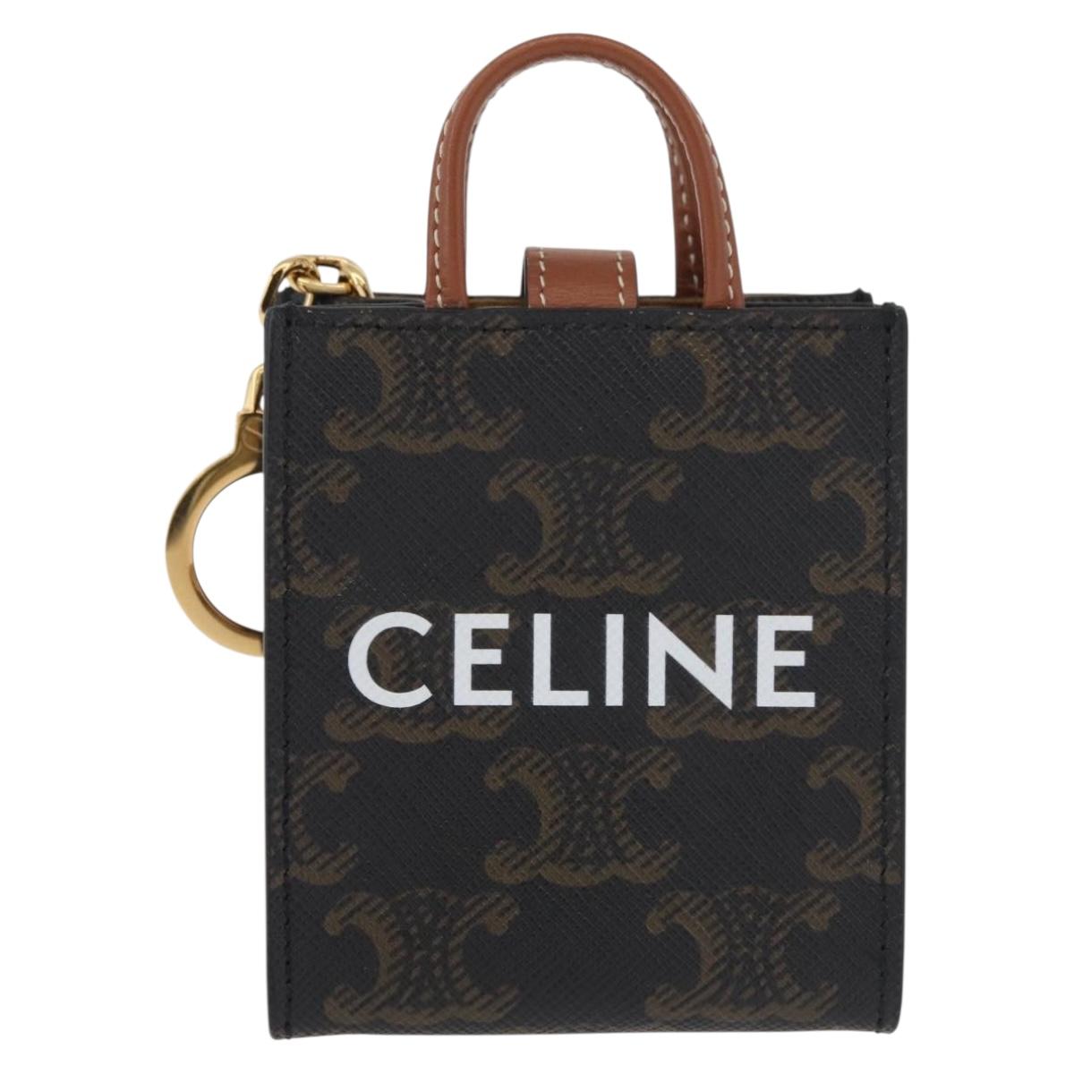 CELINE Triomphe Canvas Micro Vertical Cabas Charm PVC Brown Gold