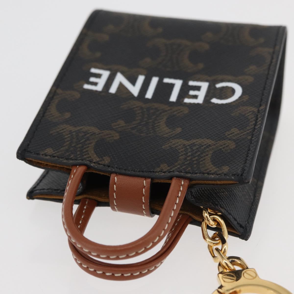 CELINE Triomphe Canvas Micro Vertical Cabas Charm PVC Brown Gold