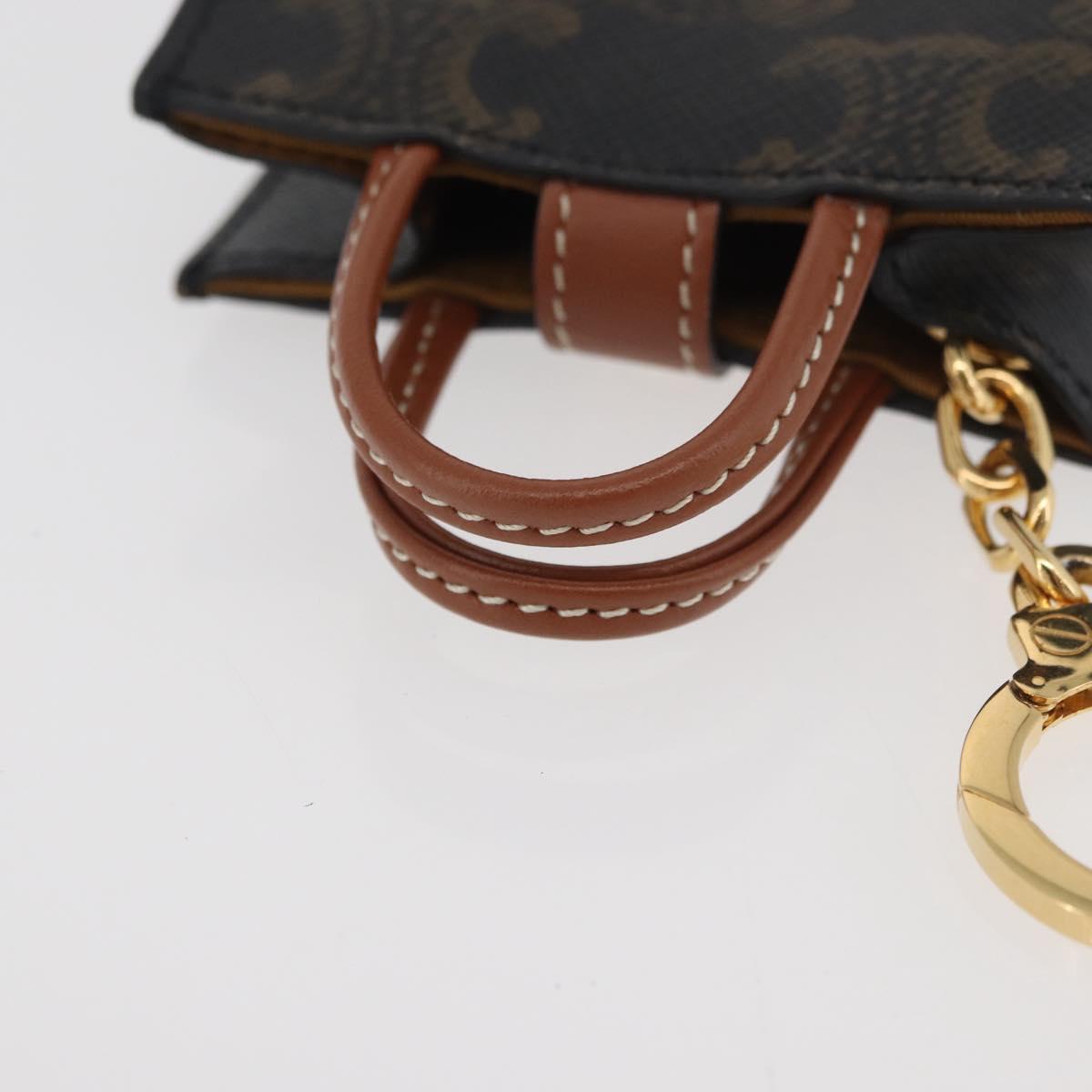 CELINE Triomphe Canvas Micro Vertical Cabas Charm PVC Brown Gold