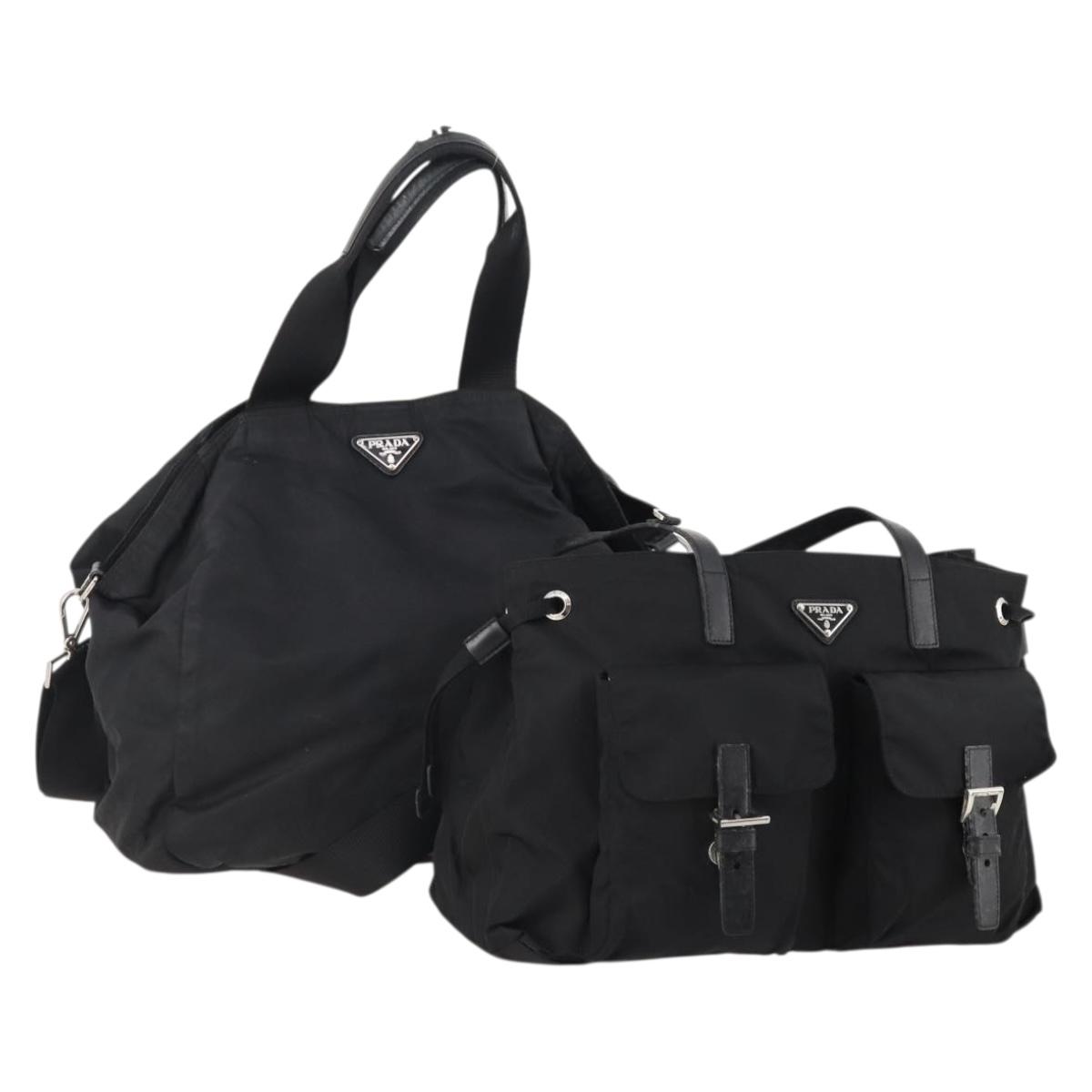 PRADA Shoulder Bag Nylon 2 Set Black Auth YKZ1068 | eBay