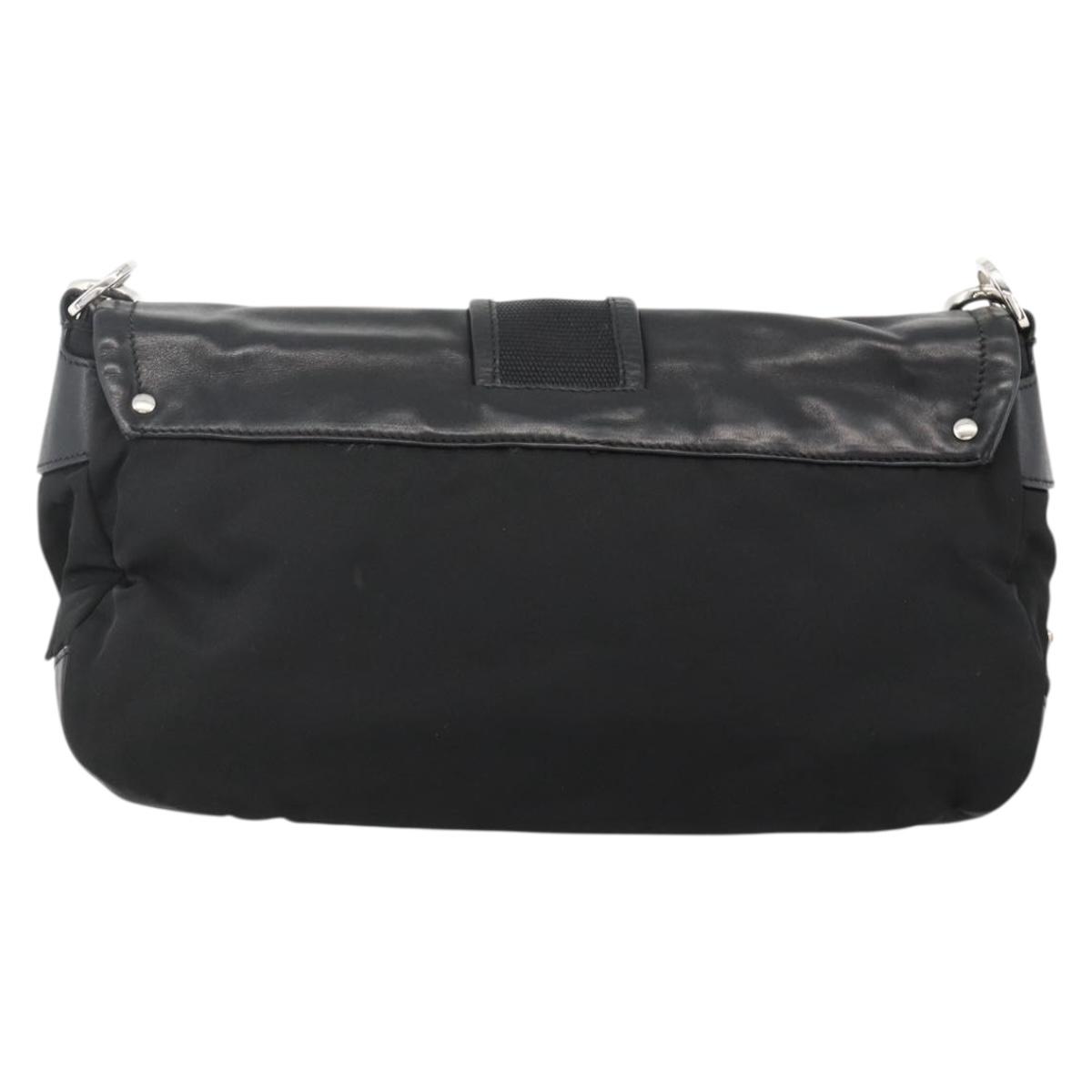 PRADA Shoulder Bag Nylon Black Silver Auth YKZ1585A | eBay