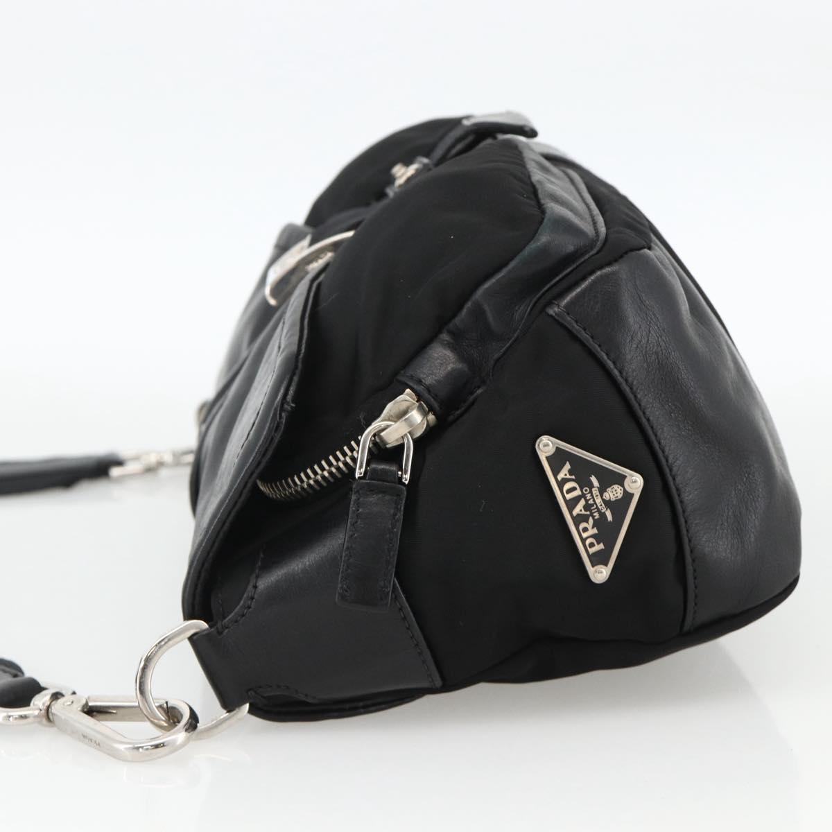 PRADA Shoulder Bag Nylon Black Silver Auth YKZ1585A | eBay