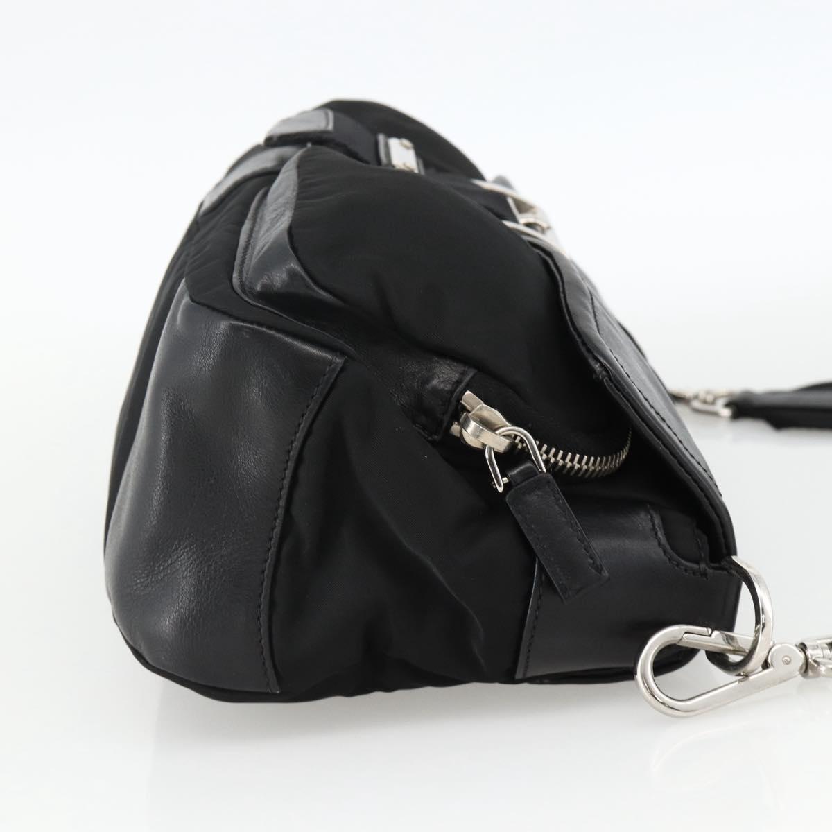 PRADA Shoulder Bag Nylon Black Silver Auth YKZ1585A | eBay