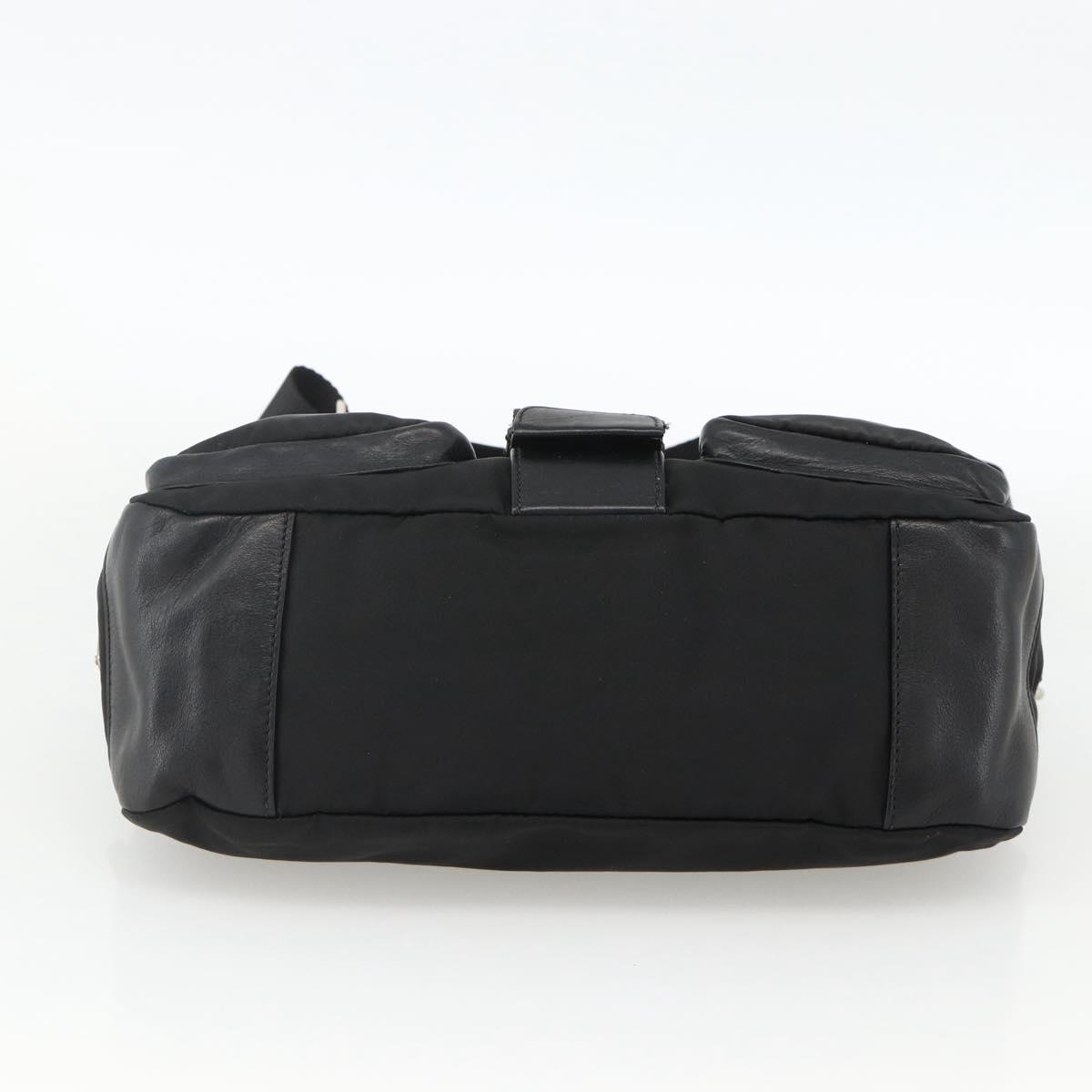 PRADA Shoulder Bag Nylon Black Silver Auth YKZ1585A | eBay
