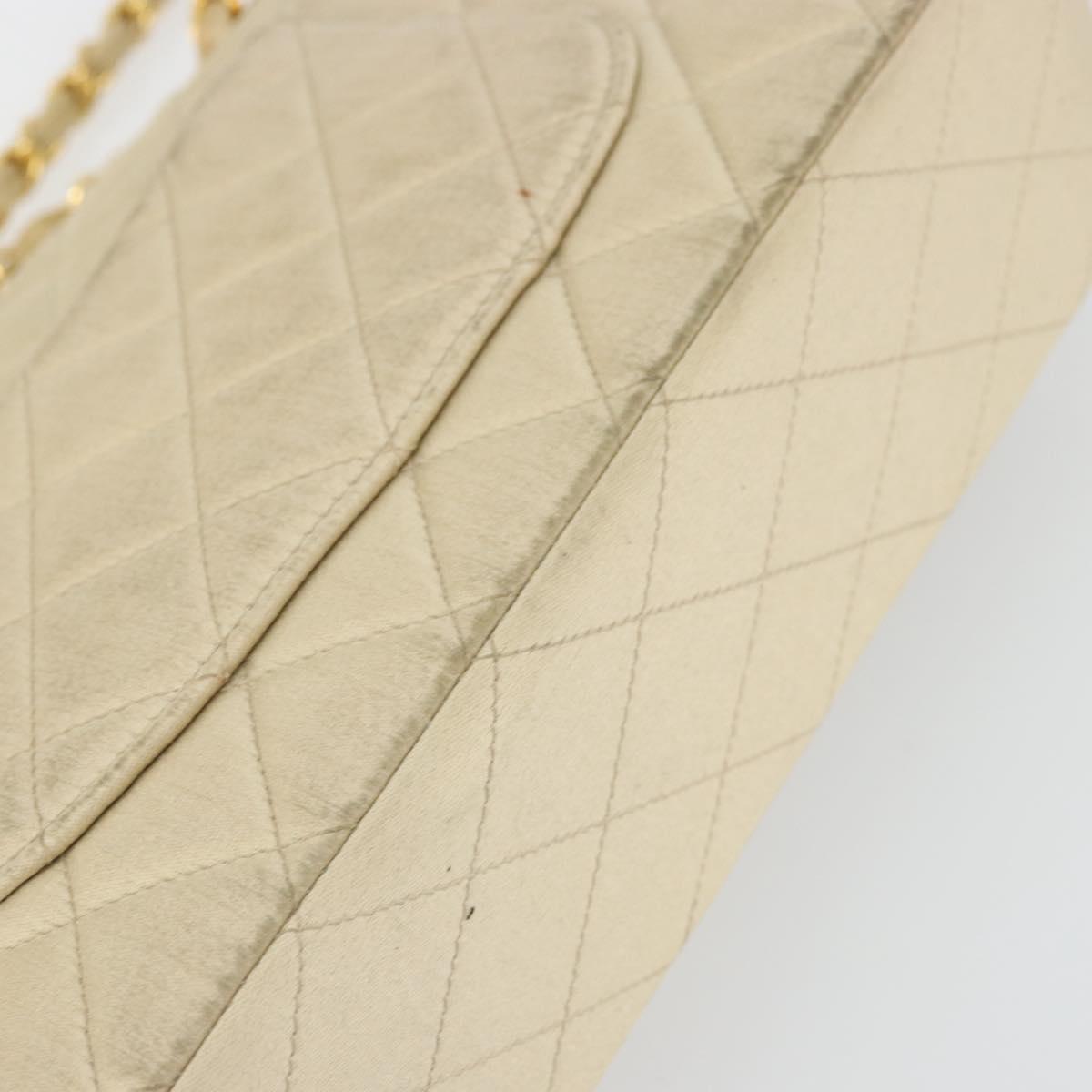 CHANEL② CHANEL Double Flap Double Chain Matelasse 25 Bag Satin Beige CC
