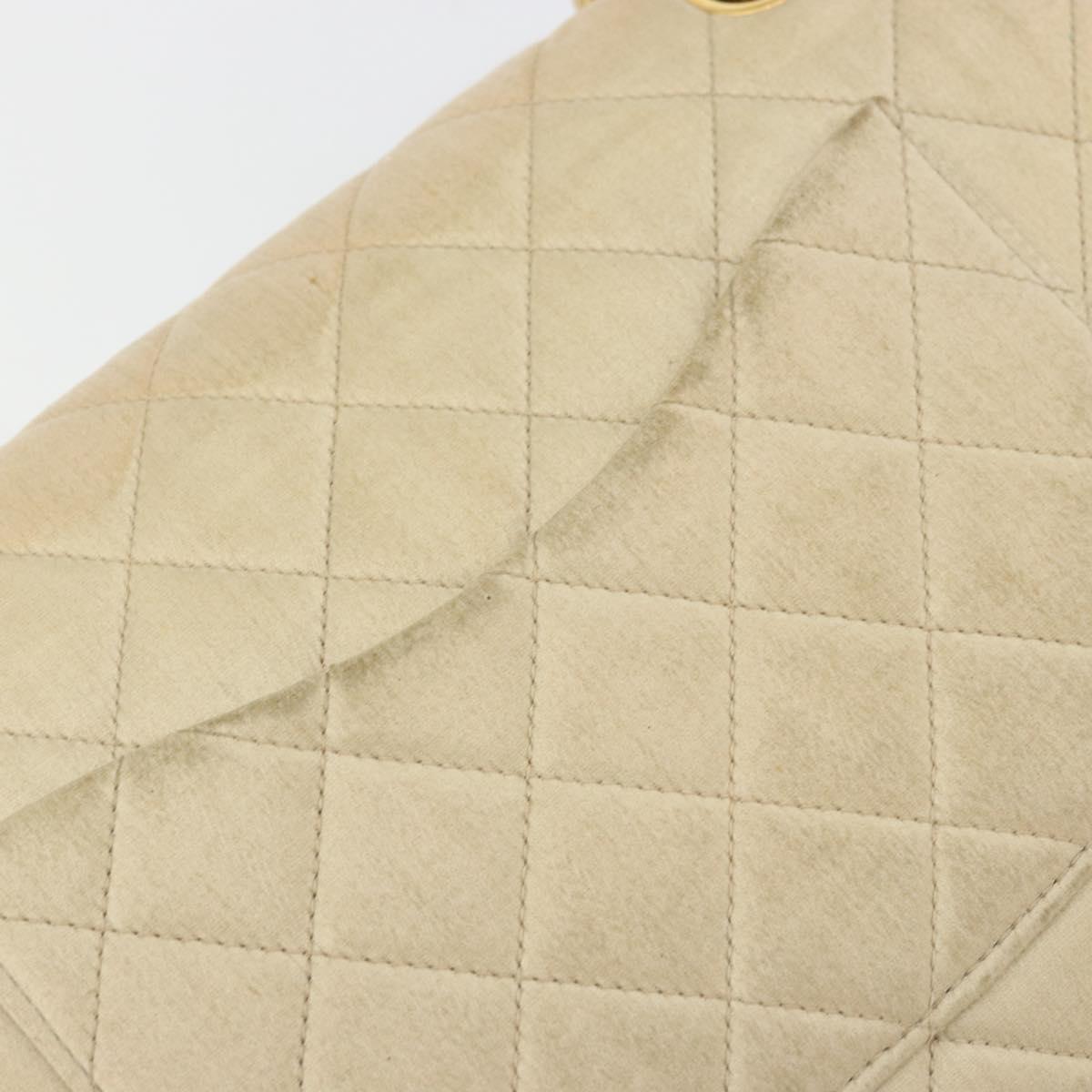CHANEL Double Flap Double Chain Matelasse 25 Bag Satin Beige CC