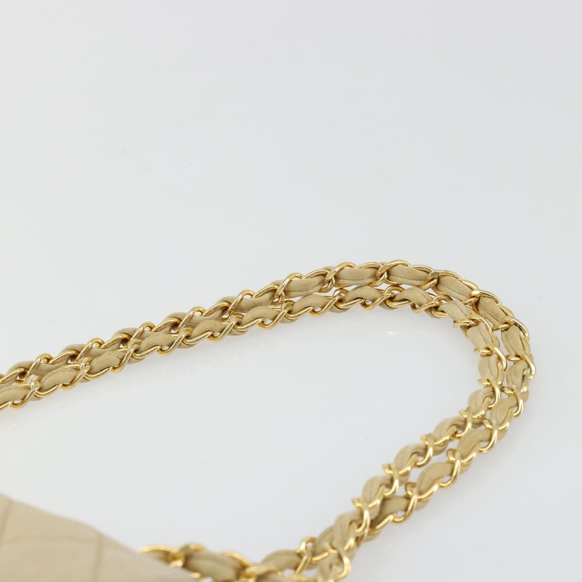 CHANEL Double Flap Double Chain Matelasse 25 Bag Satin Beige CC