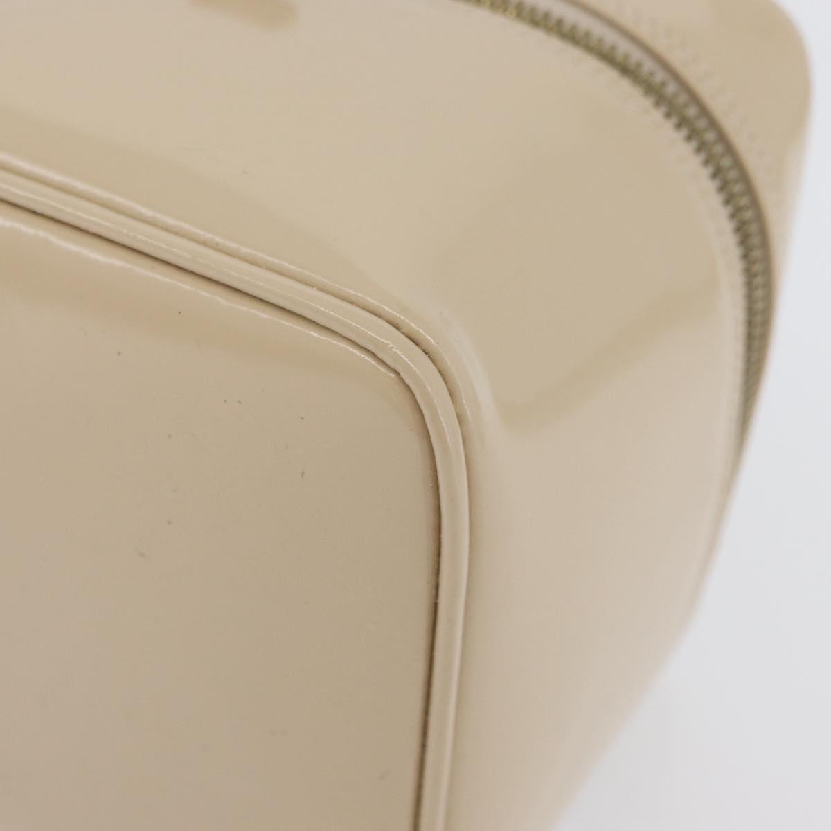 GUCCI Bamboo Vanity Hand Bag Patent leather Beige Gold 032 1705