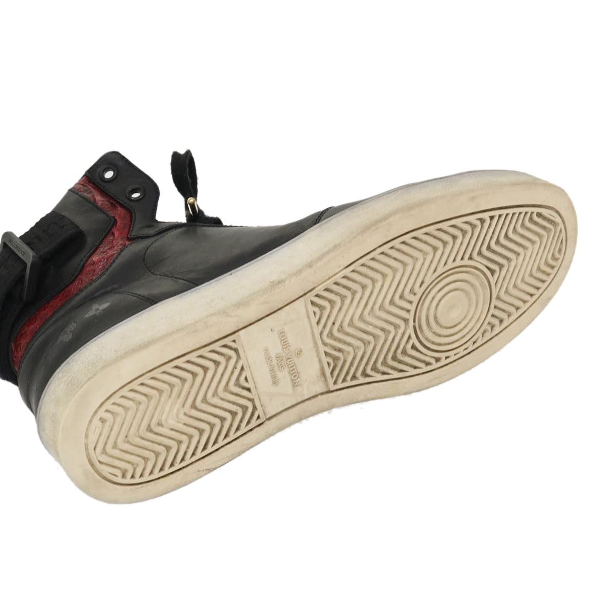 LOUIS VUITTON High Top Sneakers Exotic Leather 5.5 Black Red LOUIS VUITTON High Top Sneakers Exotic Leather 5.5 Black Red