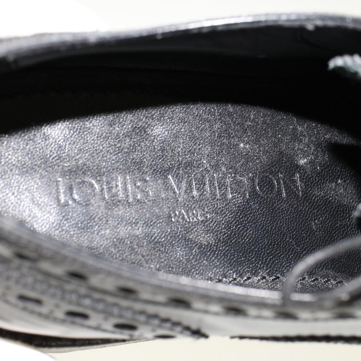 LOUIS VUITTON Wing Tip Medallio Shoes Leather 5.5 M Black
