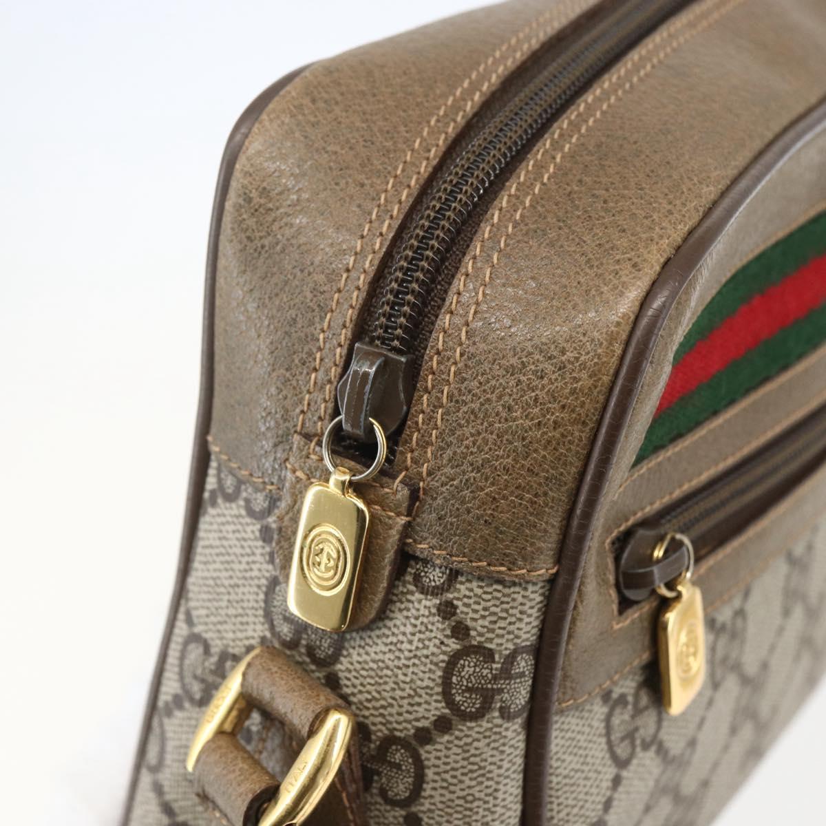 GUCCI GG Supreme Web Sherry Line Bag PVC Beige Gold 56 02 087 Auth