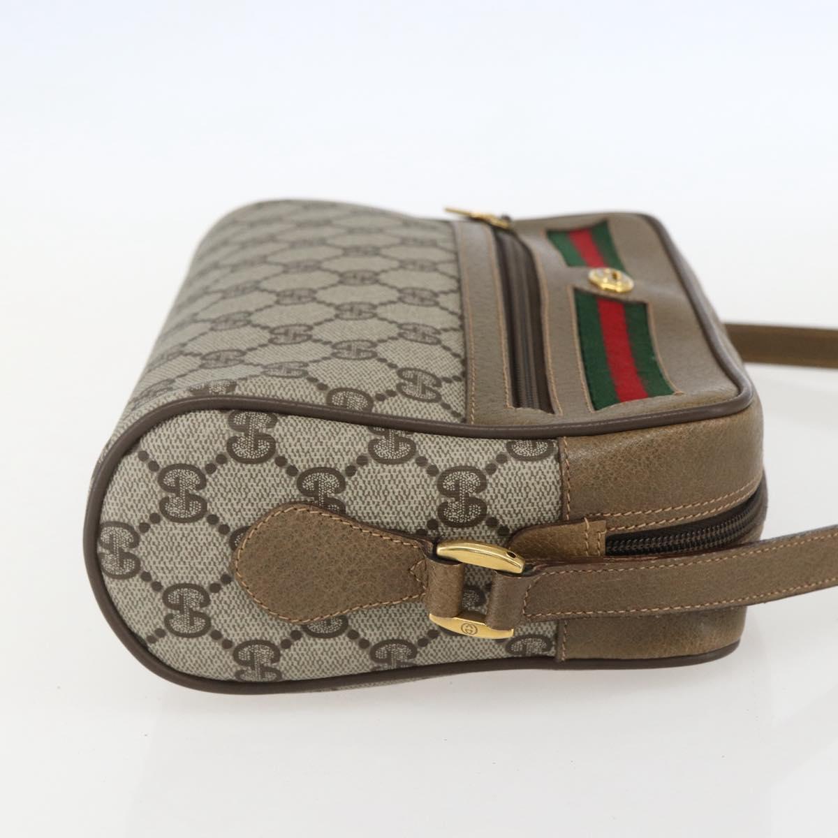 GUCCI GG Supreme Web Sherry Line Bag PVC Beige Gold 56 02 087 Auth