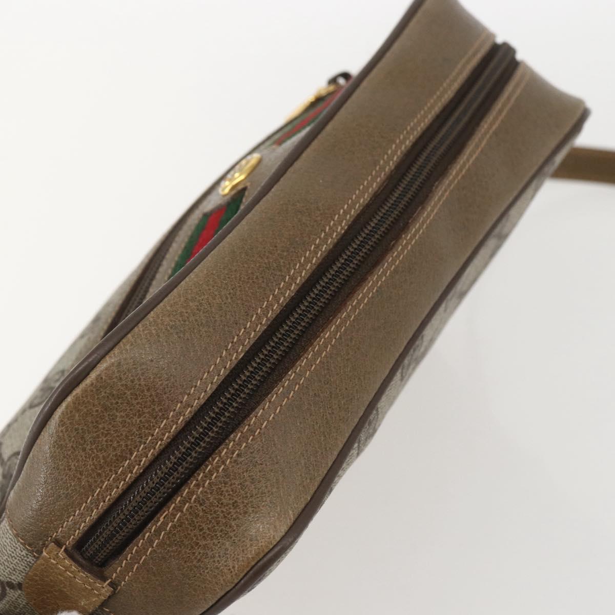 GUCCI GG Supreme Web Sherry Line Bag PVC Beige Gold 56 02 087 Auth
