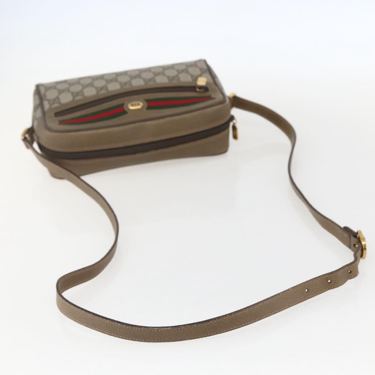 GUCCI GG Supreme Web Sherry Line Bag PVC Beige Gold 56 02 087 Auth