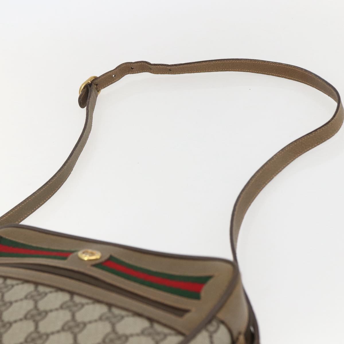 GUCCI GG Supreme Web Sherry Line Bag PVC Beige Gold 56 02 087 Auth