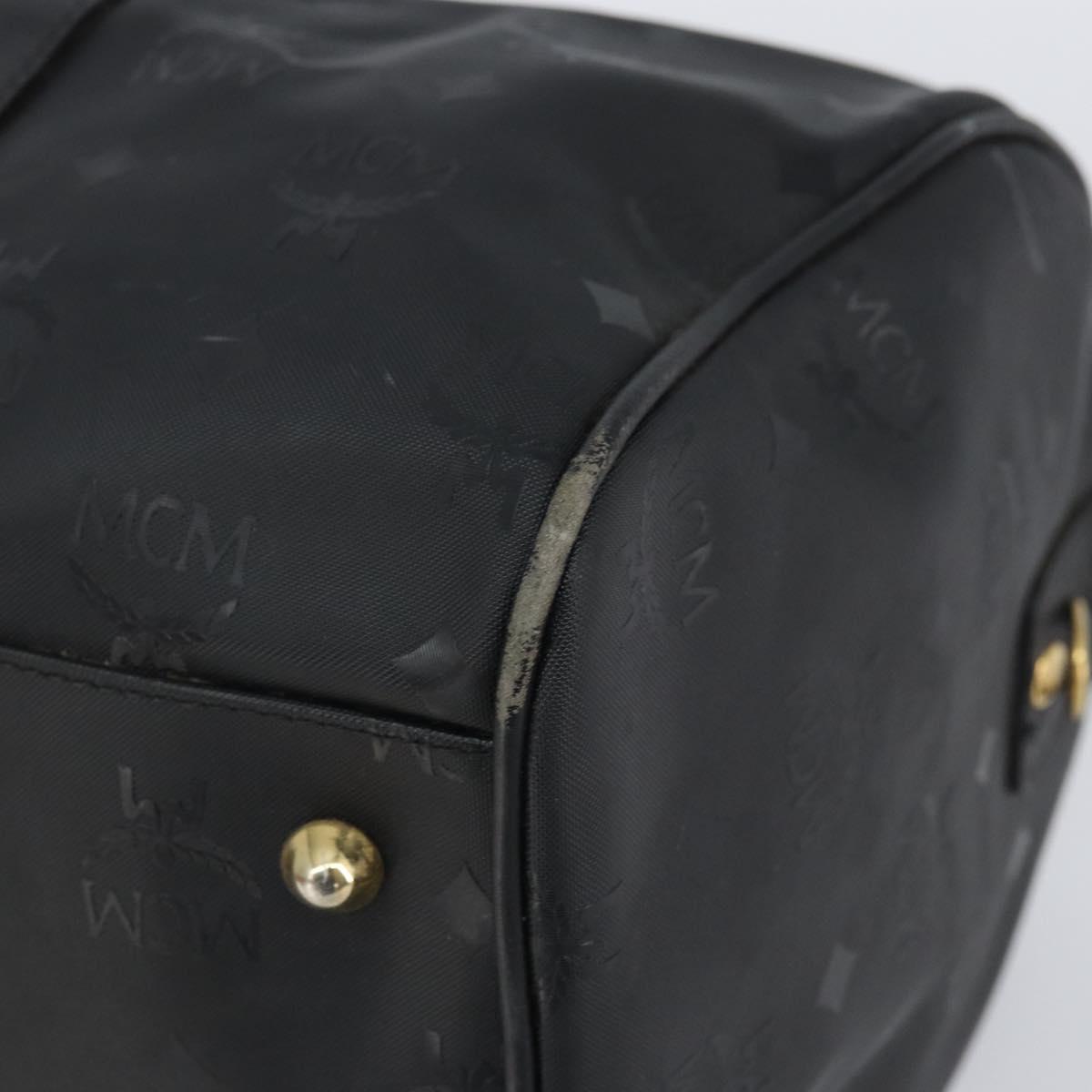 MCM Logogram Vicetos Mini Boston Bag PVC Black Gold Auth am10417