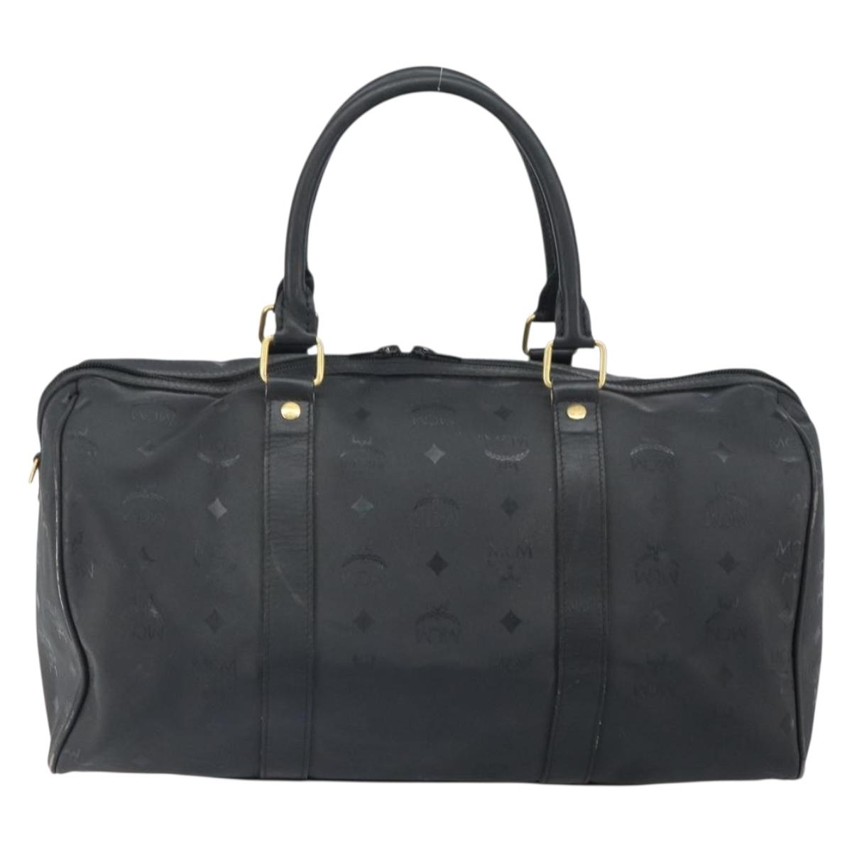 ☆MCM エムシーエム ボストンバッグ ブラック トラベルバッグ PVC MCM Logogram Vicetos Mini Boston Bag PVC Black Gold Auth am10417
