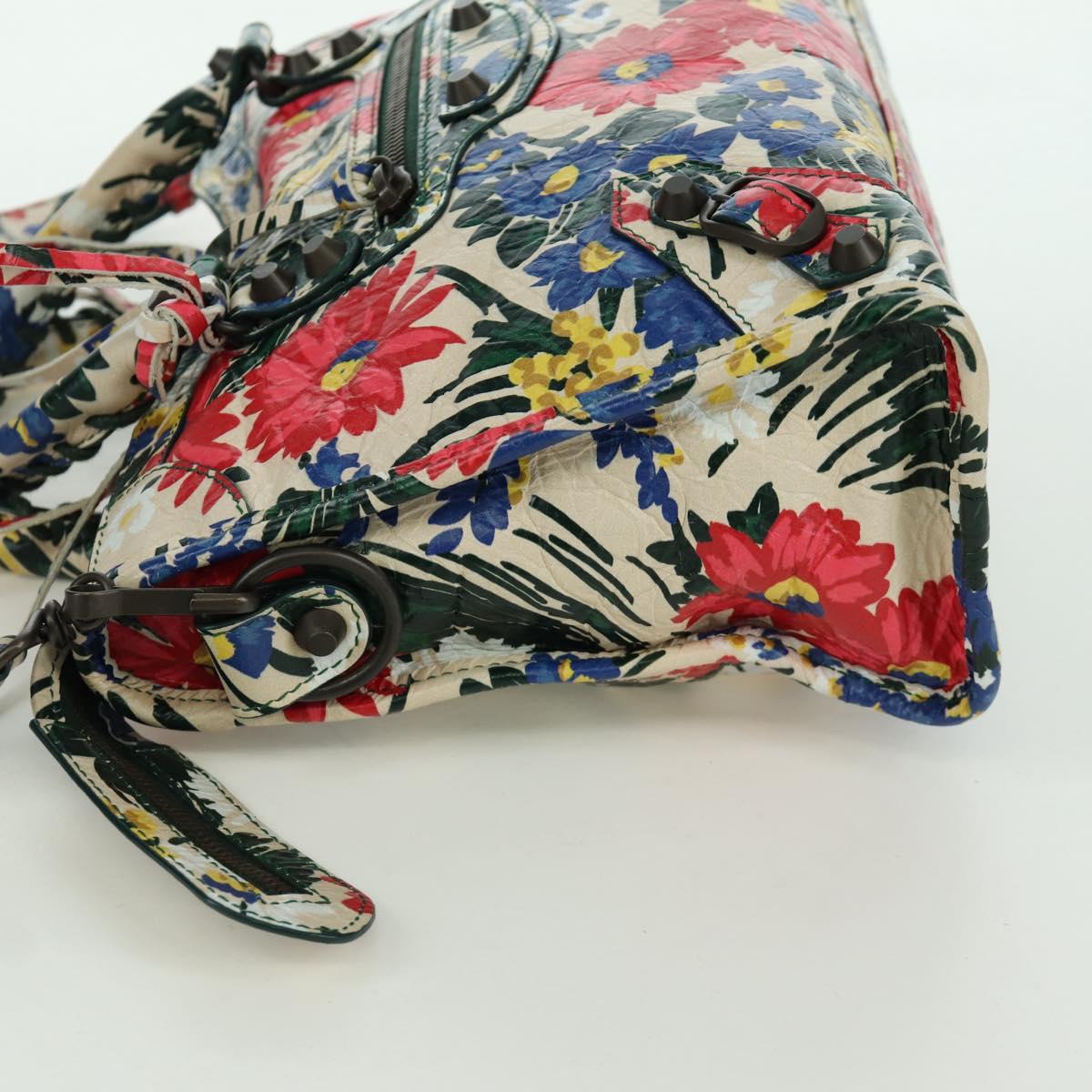 BALENCIAGA Floral The City Bag Leather 2way Multicolor 173084 Auth