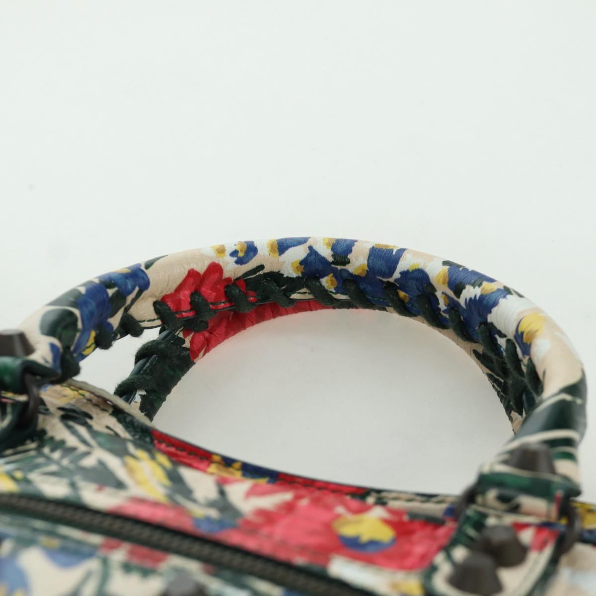 BALENCIAGA Floral The City Bag Leather 2way Multicolor 173084 Auth 