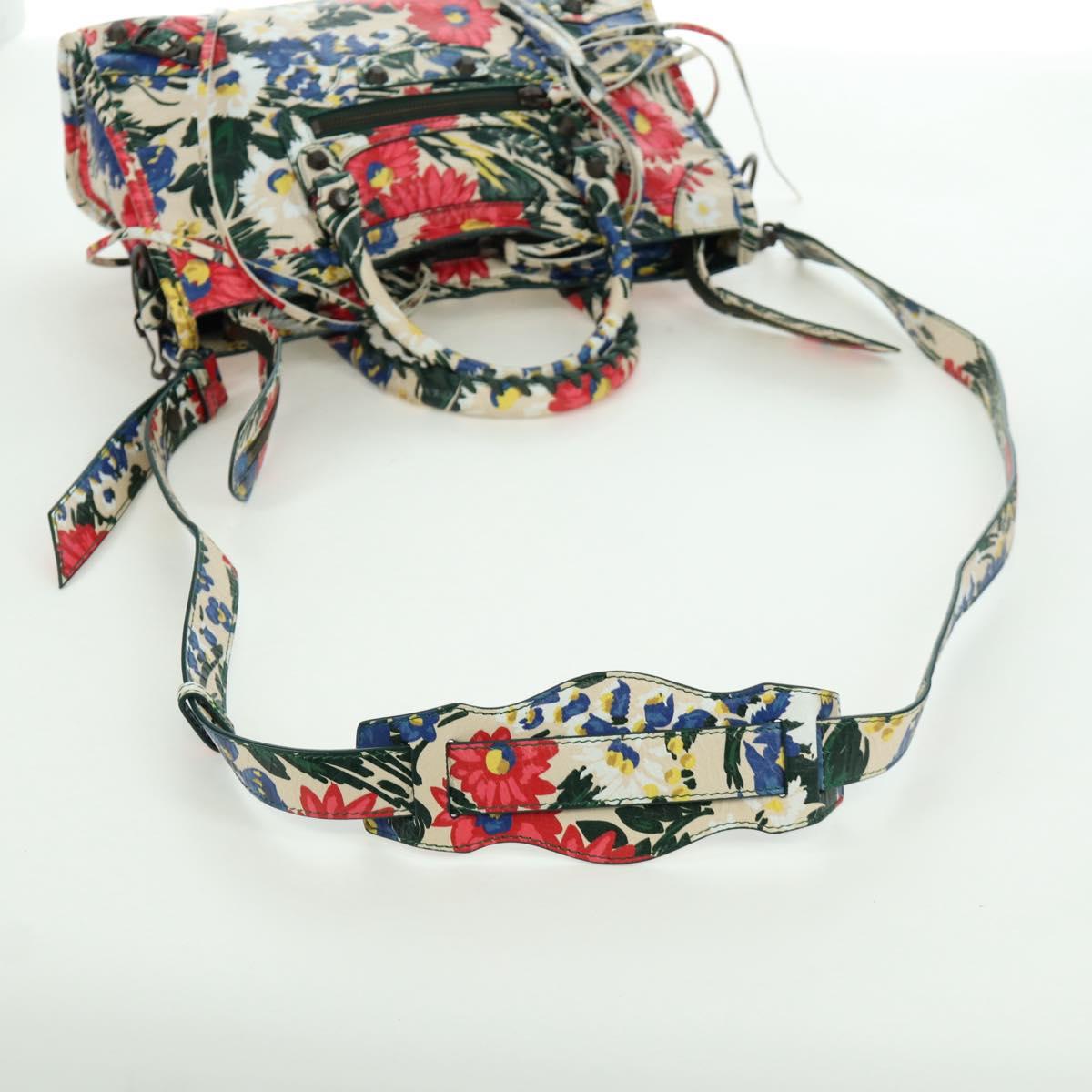 BALENCIAGA Floral The City Bag Leather 2way Multicolor 173084 Auth 