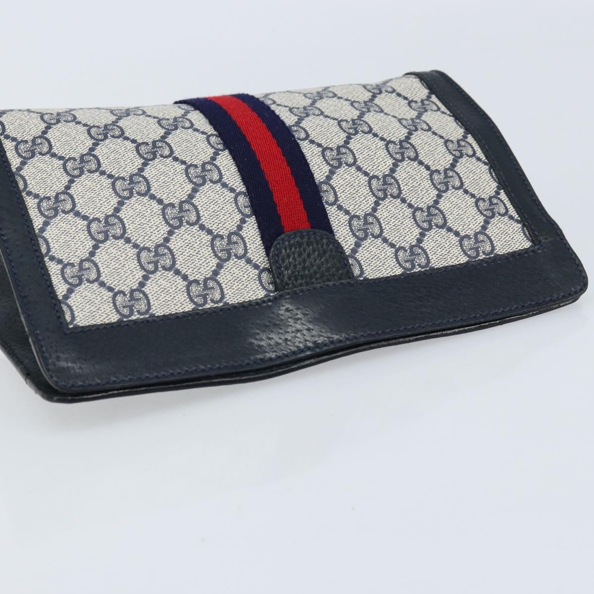 GUCCI GG Supreme Sherry Line Clutch Bag PVC Navy Red 89 01 001