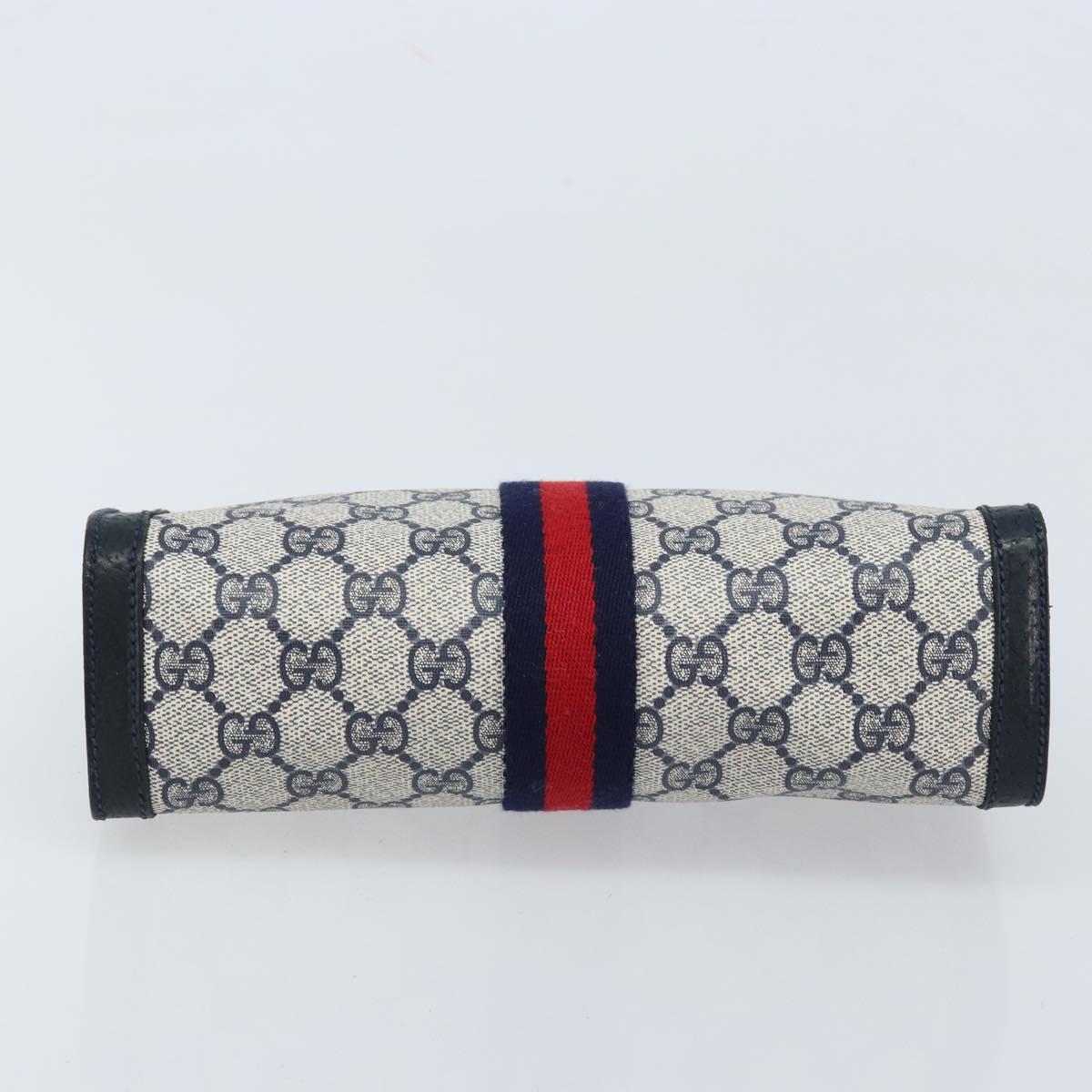 GUCCI GG Supreme Sherry Line Clutch Bag PVC Navy Red 89 01 001