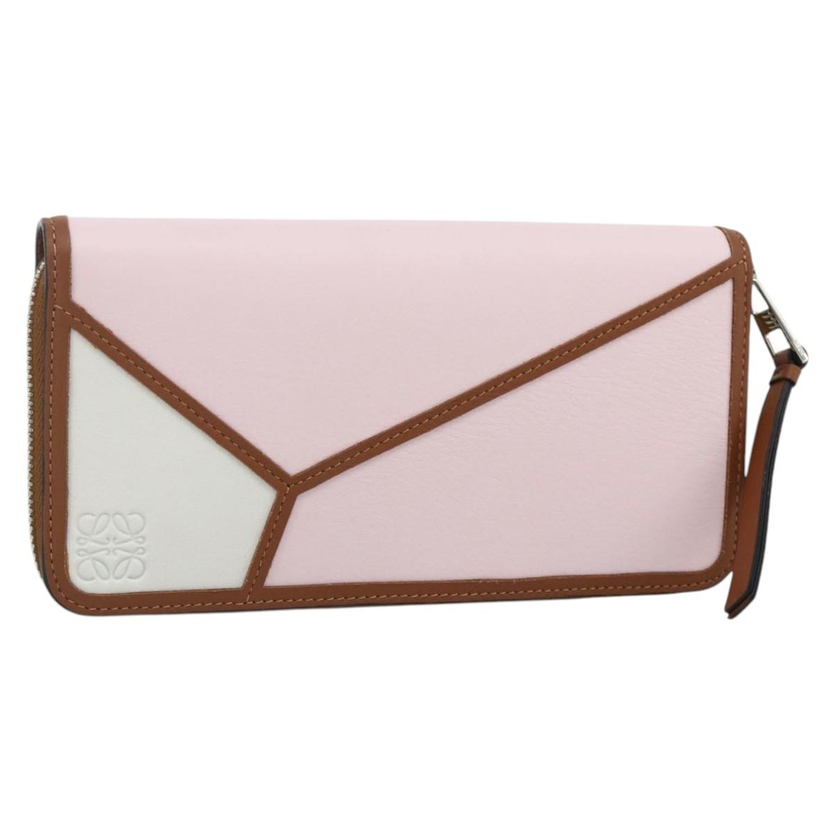 LOEWE Puzzle Zip-Up Round Wallet Leather Multicolor Silver 122N30X