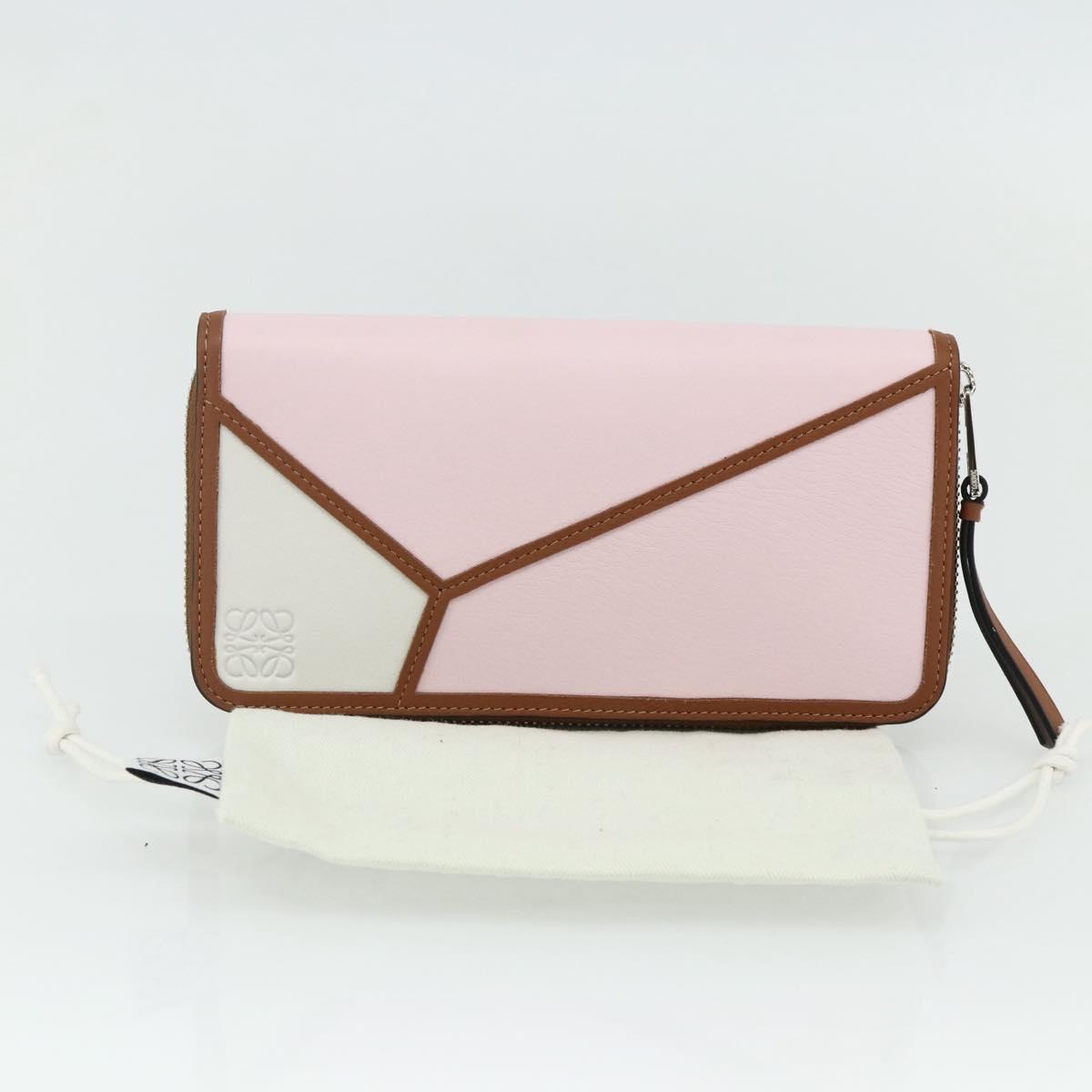 LOEWE Puzzle Zip-Up Round Wallet Leather Multicolor Silver 122N30X