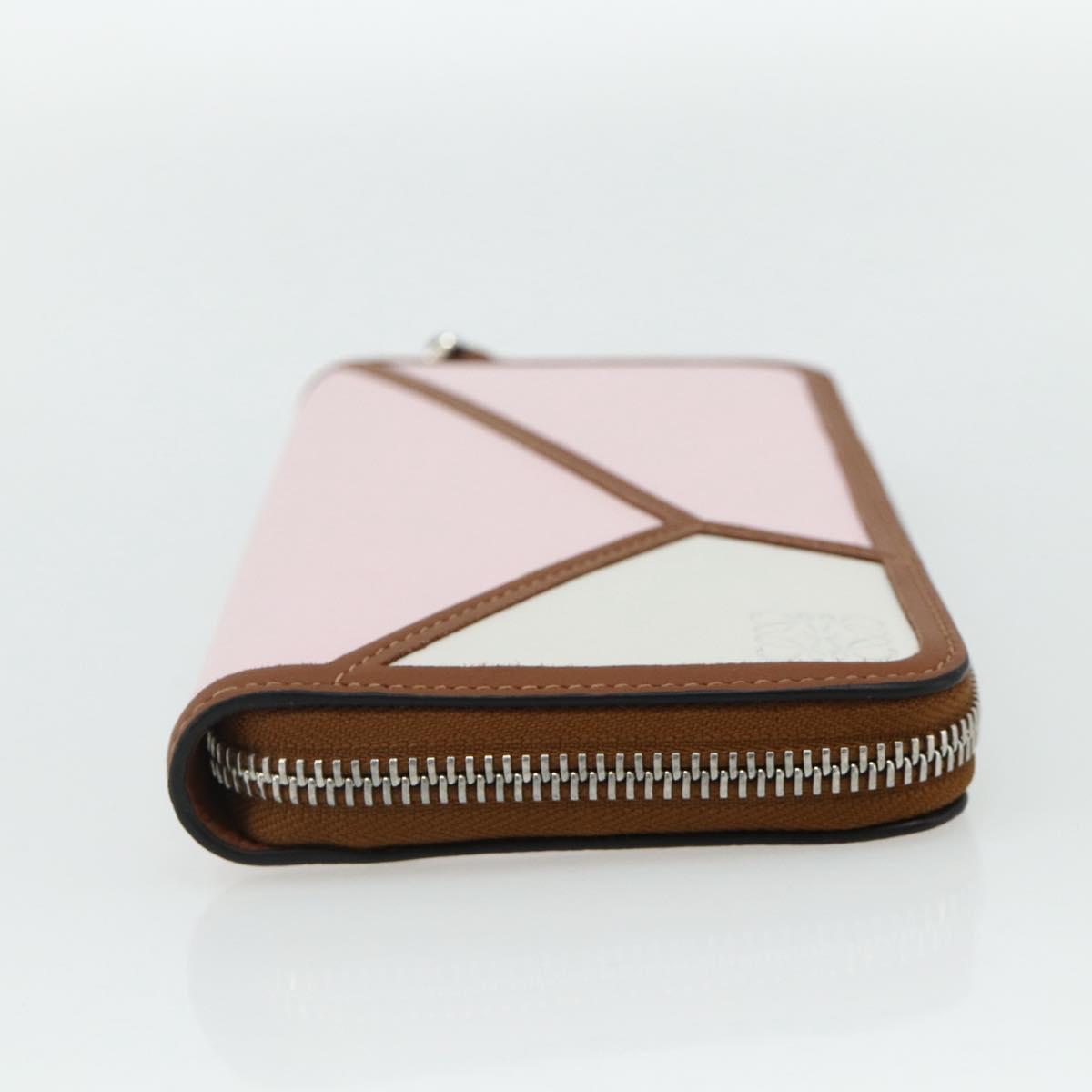 LOEWE Puzzle Zip-Up Round Wallet Leather Multicolor Silver 122N30X