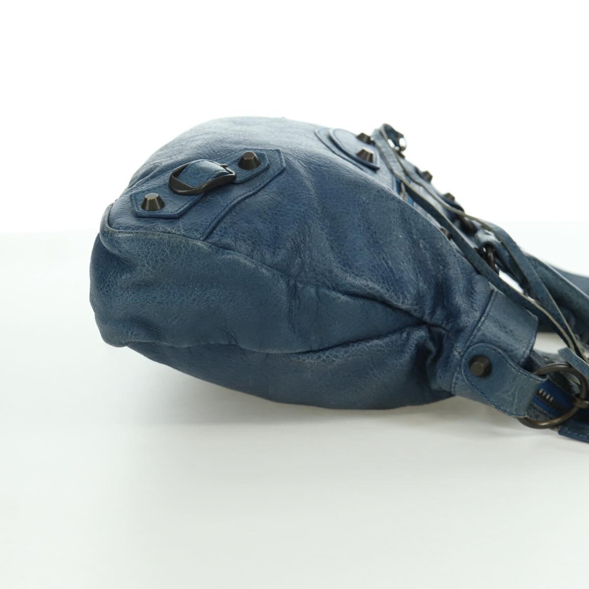 BALENCIAGA The Town Hand Bag Leather 2way Blue 240579 Auth
