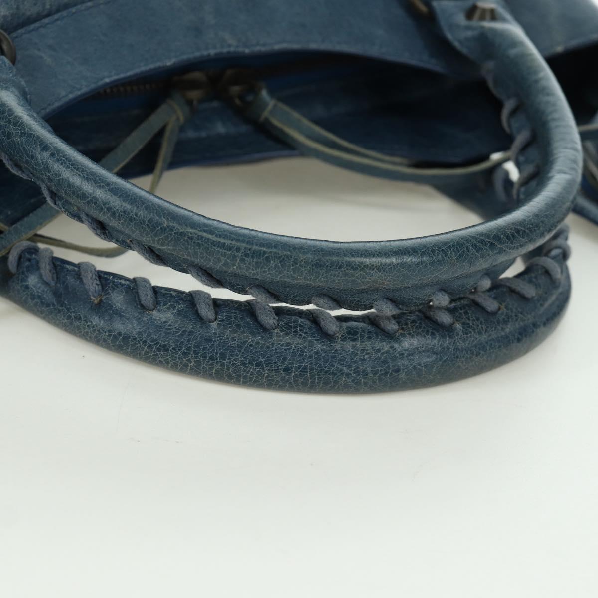 BALENCIAGA The Town Hand Bag Leather 2way Blue 240579 Auth