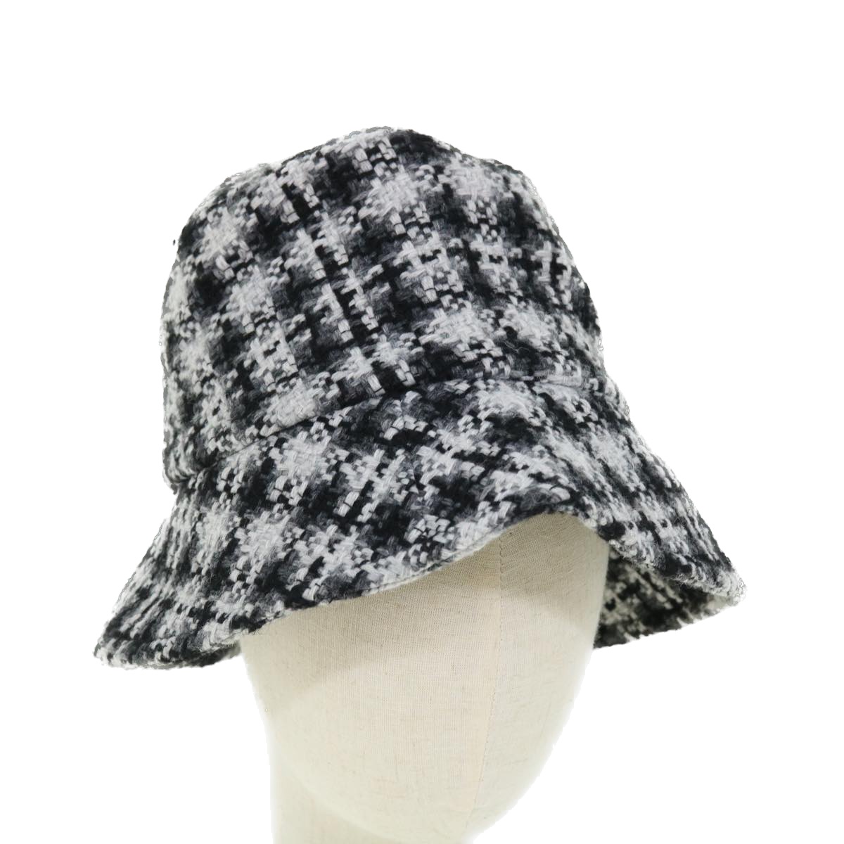 CHANEL COCO Mark Hat Wool S White Black CC Auth am4943 | eBay display picture 3