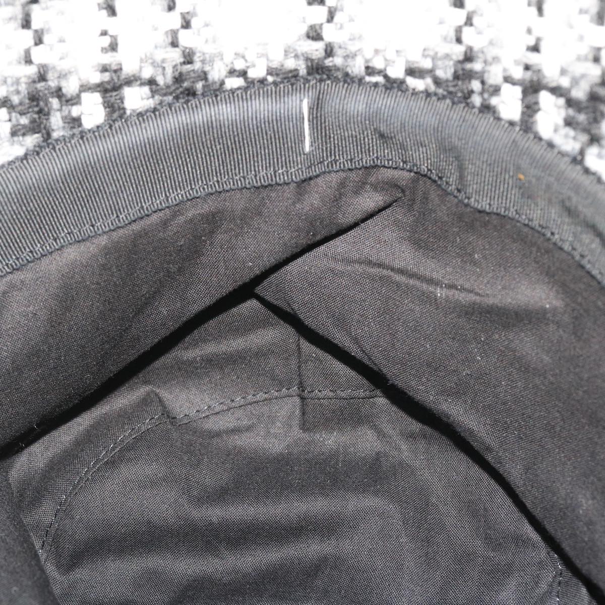 Chanel Coco Mark Wool Leather Cotton Cap CHANEL COCO Mark Hat Wool S White Black CC Auth am4943 main image 3