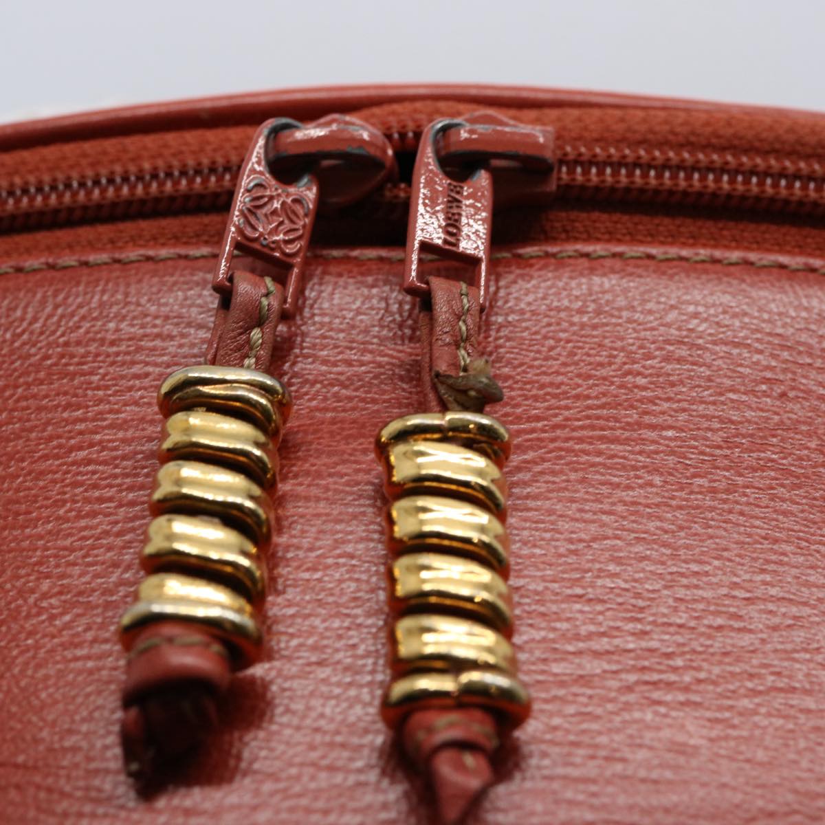 【VINTAGE LOEWE/ロエベ】Velazquez vanity LOEWE Vanity Velazquez Twist Hand Bag Leather Orange Auth