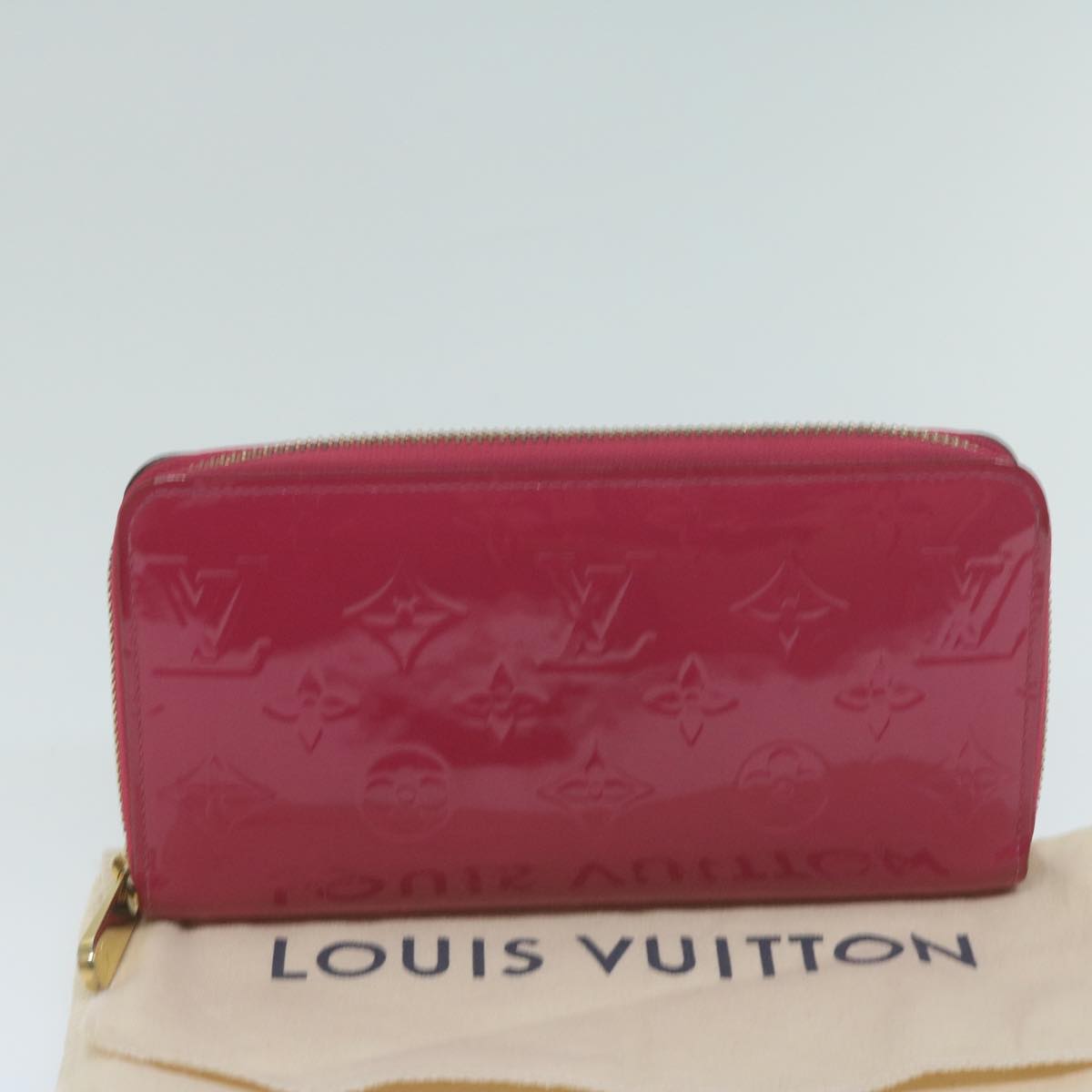 LOUIS VUITTON Monogram Vernis Zippy Wallet Pink M93058 LV