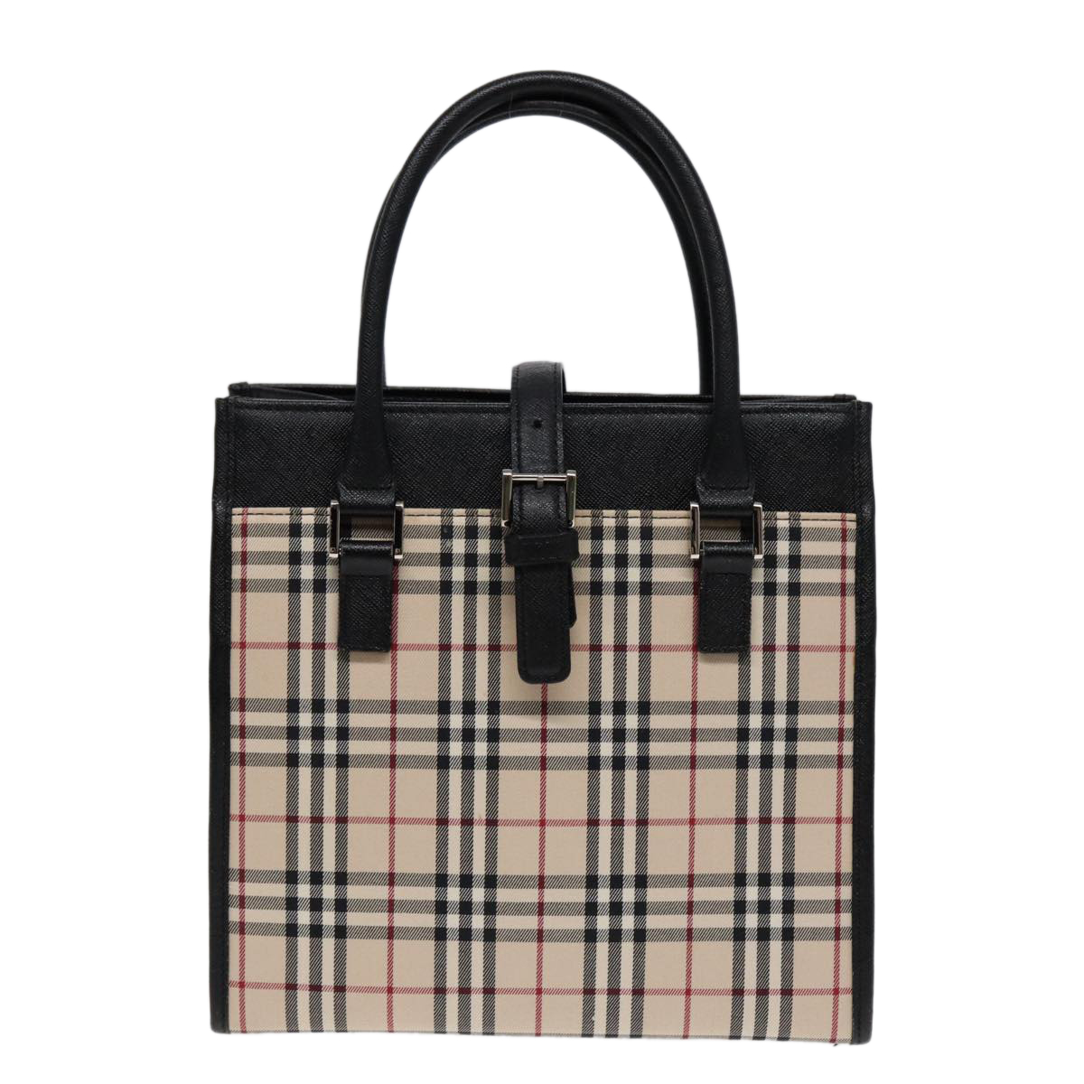 BURBERRY Nova Check Hand Bag Canvas Beige Black Auth am6710 | eBay
