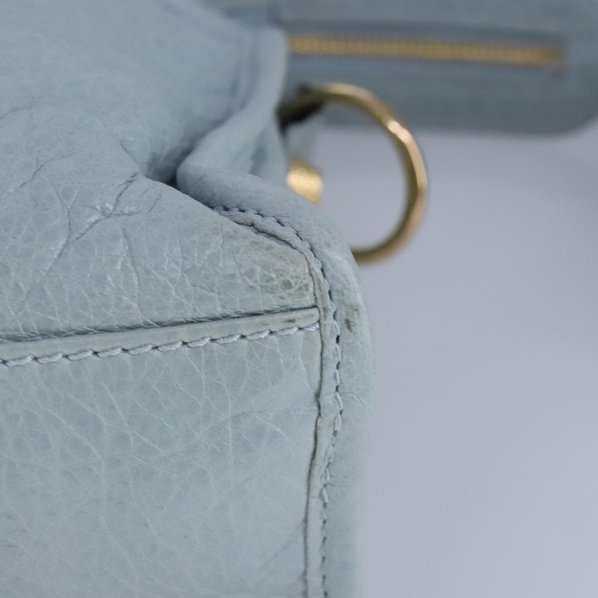 BALENCIAGA Giant Mini City Bag Leather 2way Light Blue Gold BALENCIAGA Giant Mini City Bag Leather 2way Light Blue Gold
